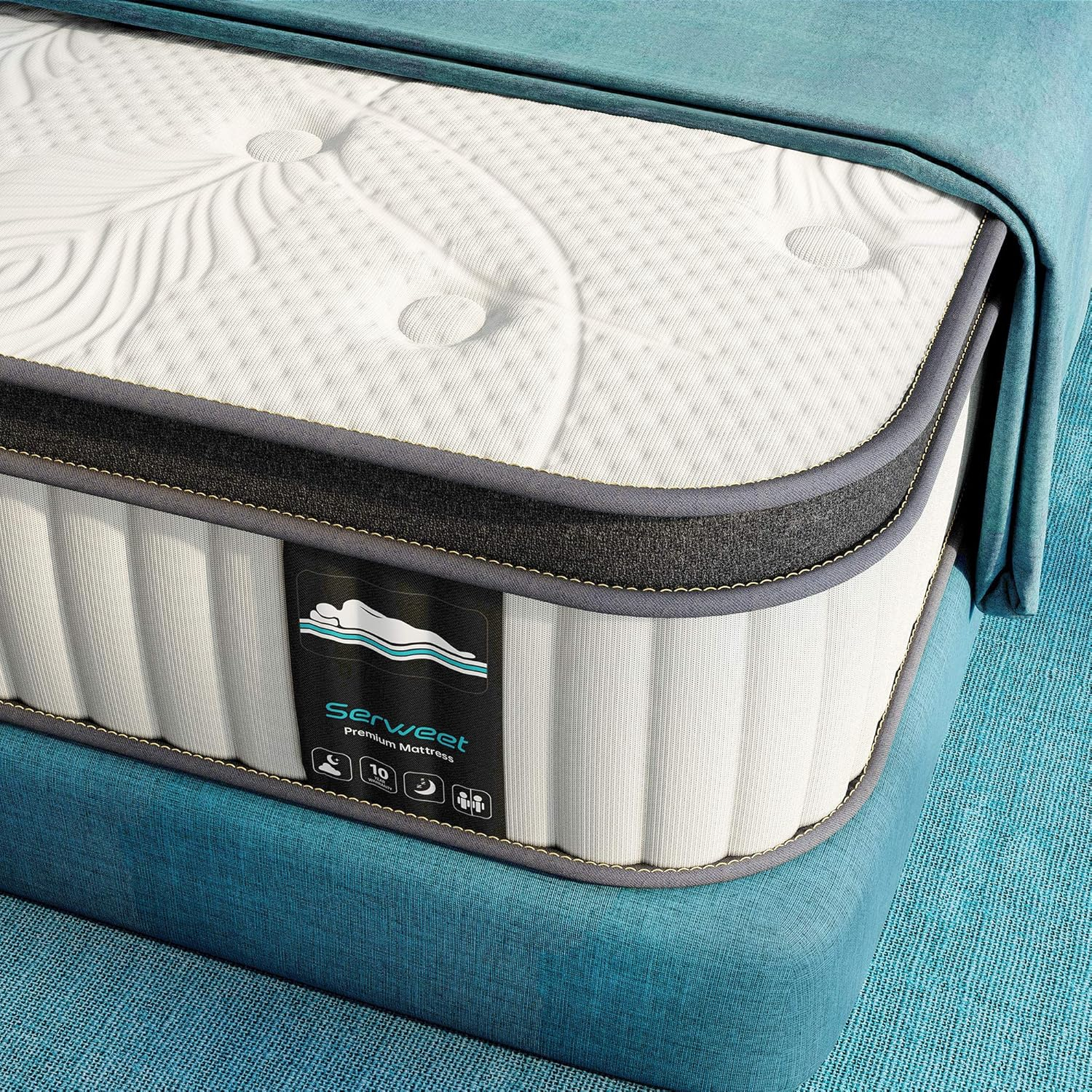 Serweet 12 Inch Memory Foam Hybrid Full Mattress - Heavier Coils for Durable Support - Pocket Innersprings for Motion Isolation - Pressure Relieving - Medium Firm - Made in Century-Old Factory
