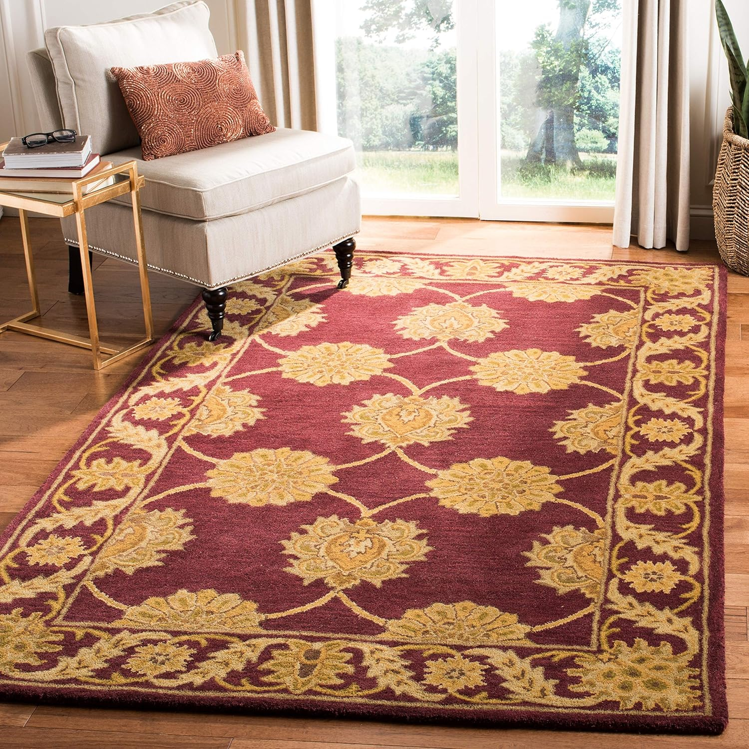 Maroon Hand-Tufted Wool and Cotton Rectangular Area Rug 8'3" x 11'0"