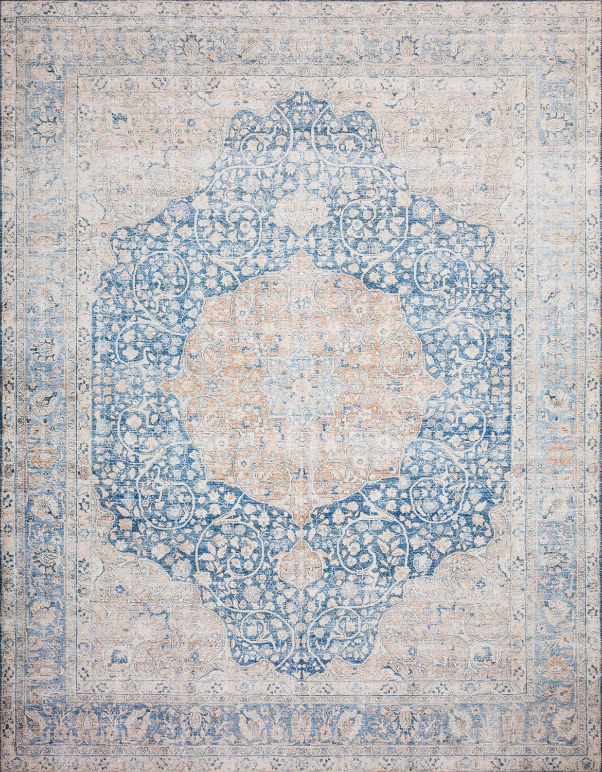 Layla Ocean Multicolor Synthetic Rectangular Accent Rug