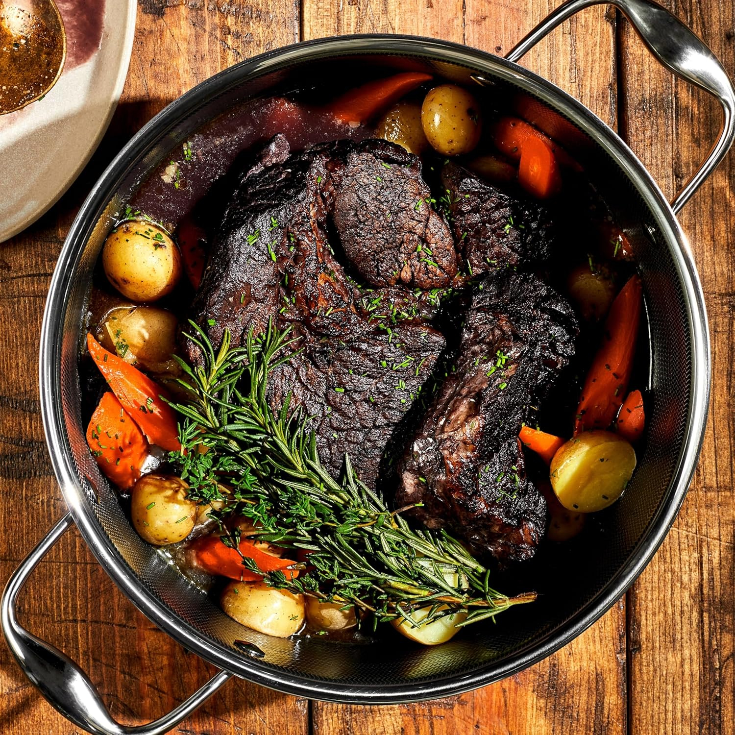 HexClad 5 Quart Hybrid Stainless Steel Pot with Glass Lid, Nonstick