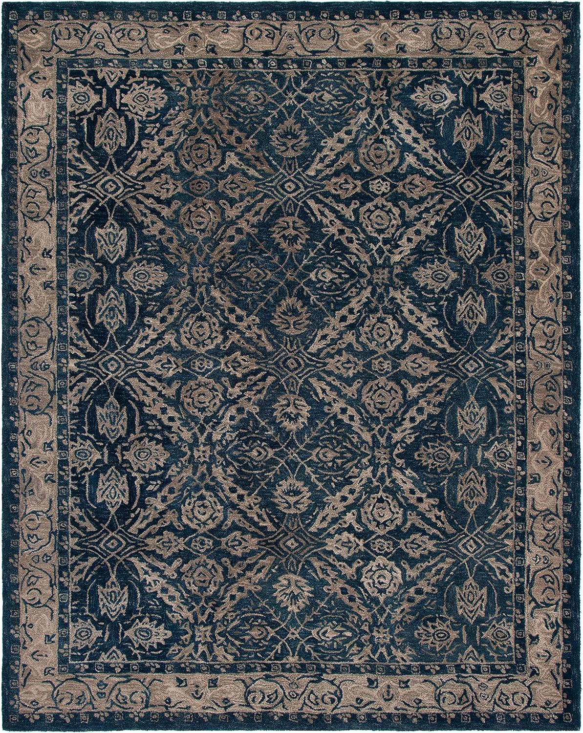 SAFAVIEH Anatolia Lysette Floral Area Rug, Navy/Ivory, 9' x 12'
