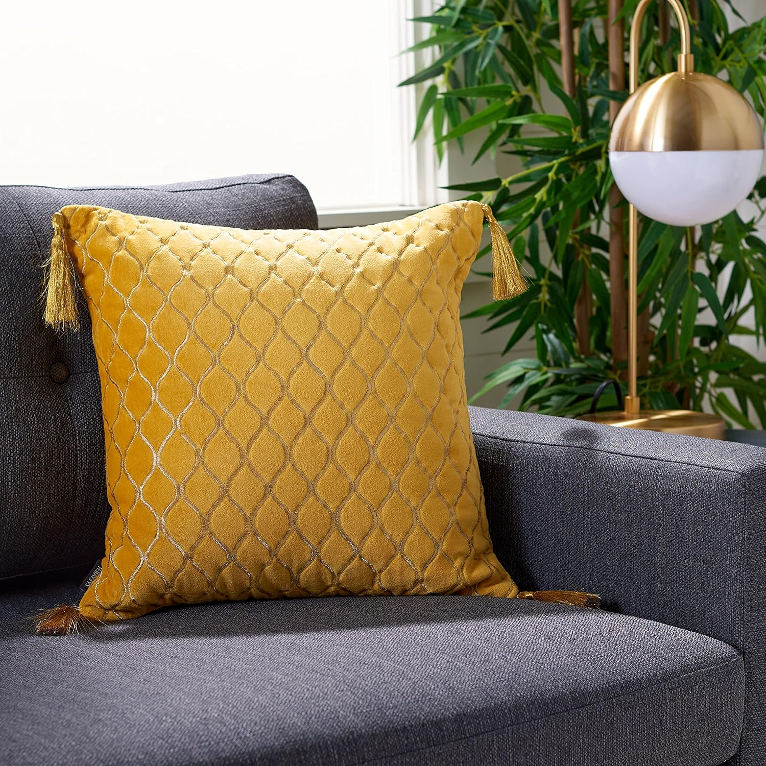 Safavieh Cilan Tassels Cotton Reversible Throw Pillow