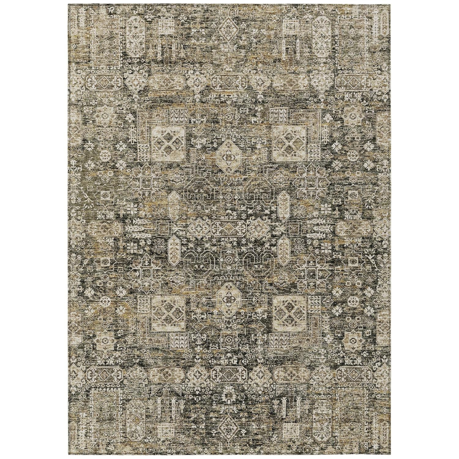 Coffee Flat Woven Synthetic Rectangular Washable Rug