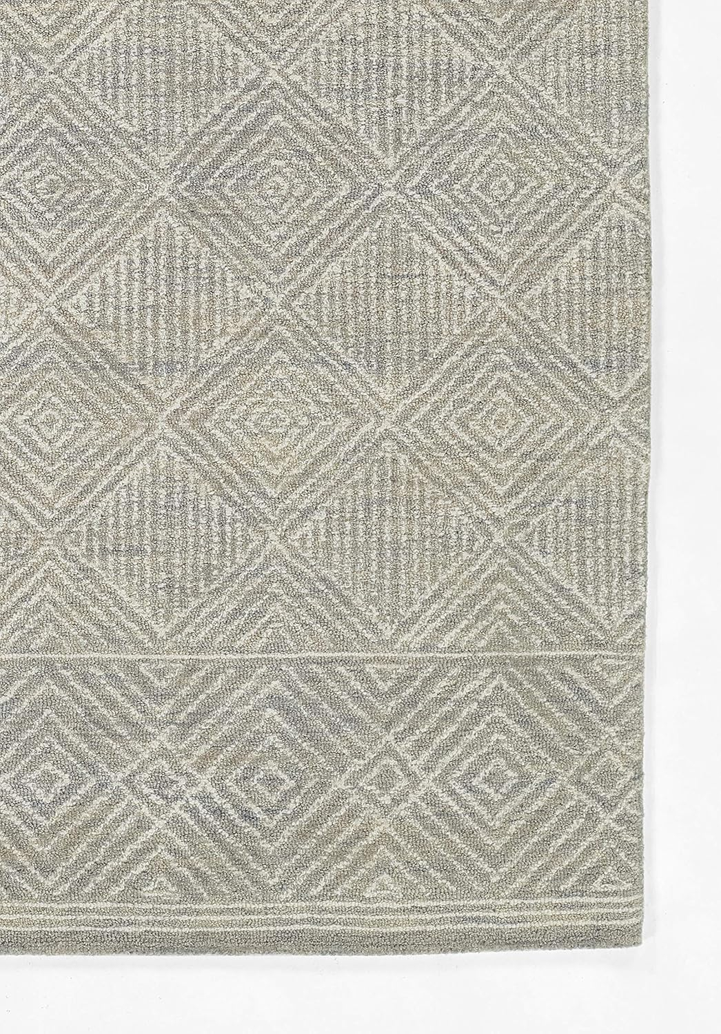Momeni Mallorca Hand Hooked Wool Geometric Grey Area Rug 5' X 8'