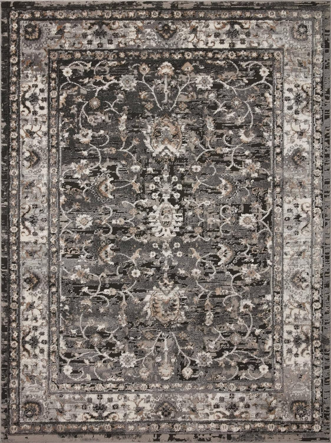 Loloi II Estelle Collection EST-02 Charcoal / Grey Oriental Area Rug 7'-10" x 10'-2"