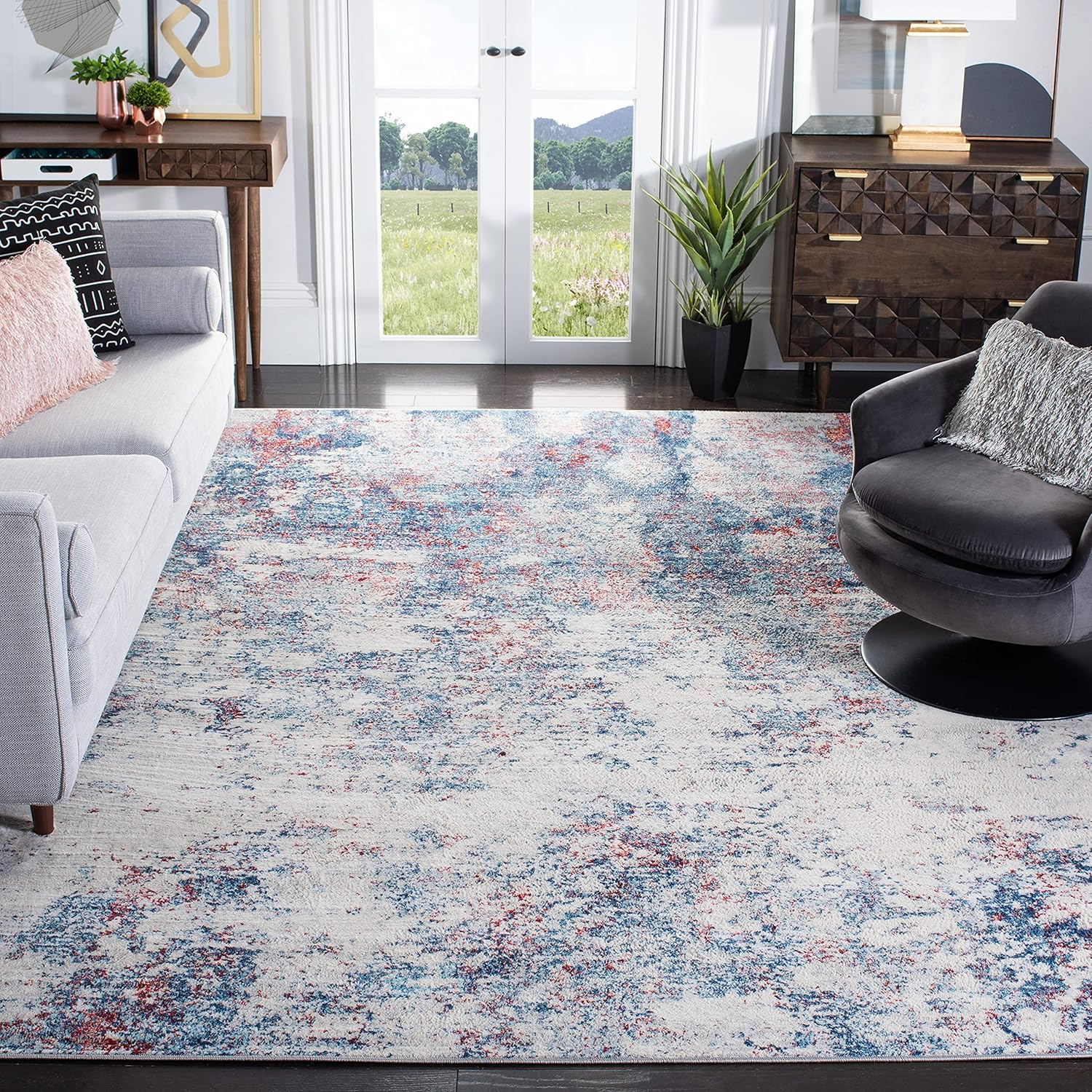 SAFAVIEH Brentwood Alaia Abstract Area Rug, 10' x 13', Navy/Red