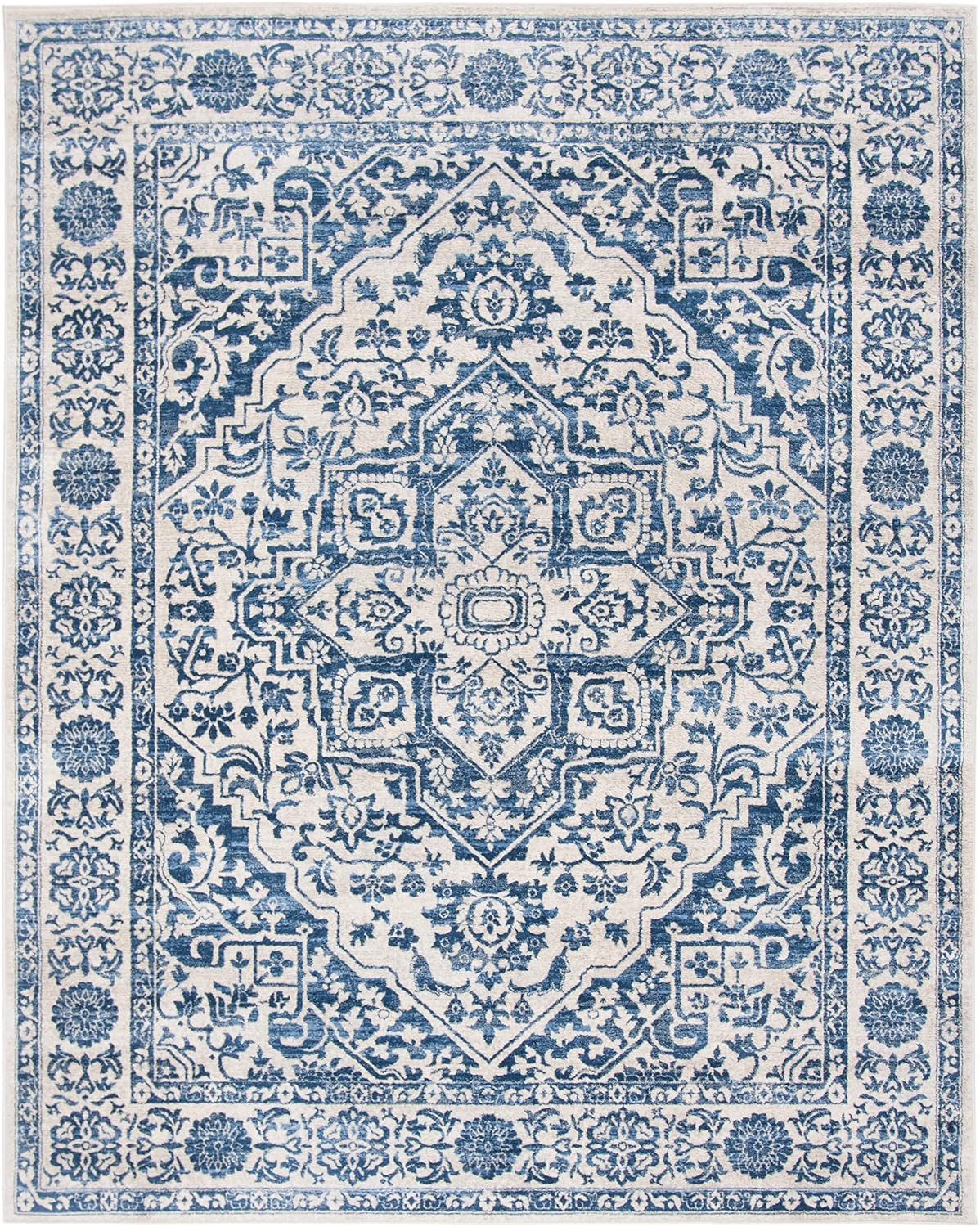 SAFAVIEH Brentwood Adams Oriental Area Rug, Navy/Light Grey, 8' x 10'