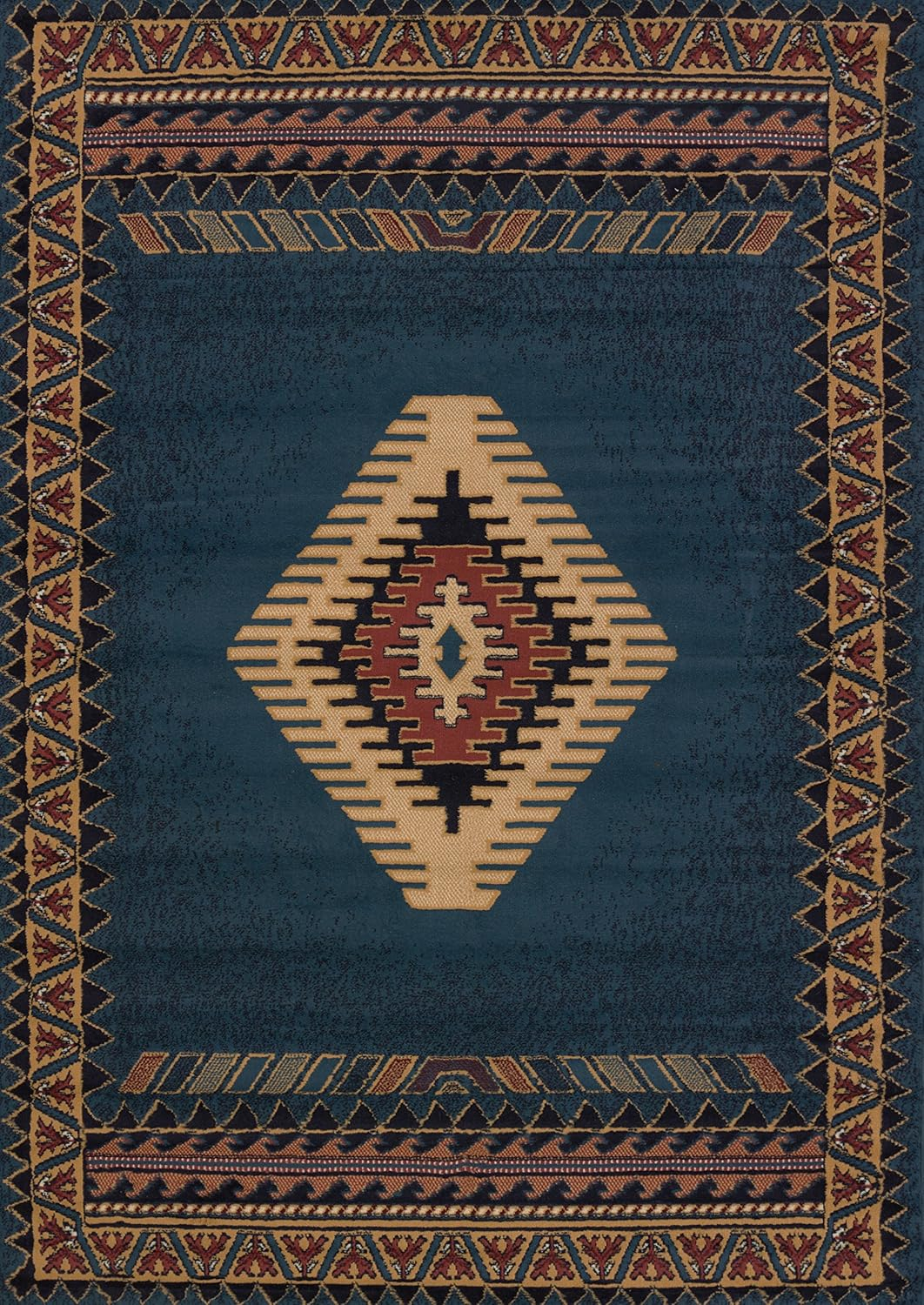 United Weavers Brunswick Avalon Southwestern Border Area Rug, LT Blue, 7'10" x 10'6"