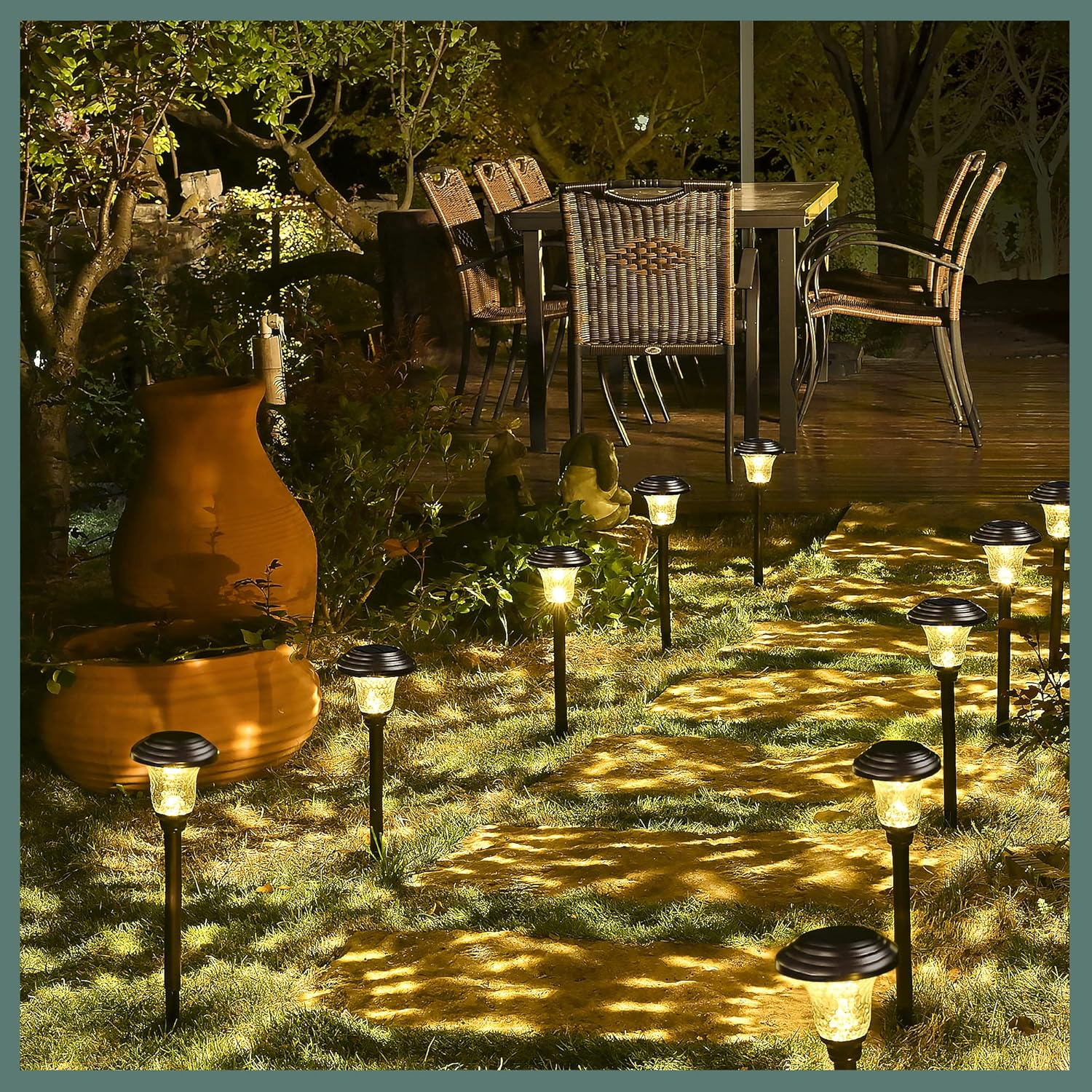 GIGALUMI 8 Pack Solar Pathway Lights, Solar Garden Lights Outdoor Warm White, Waterproof Led Path Lights for Yard, Patio, Landscape, Walkway (Brown)… C27