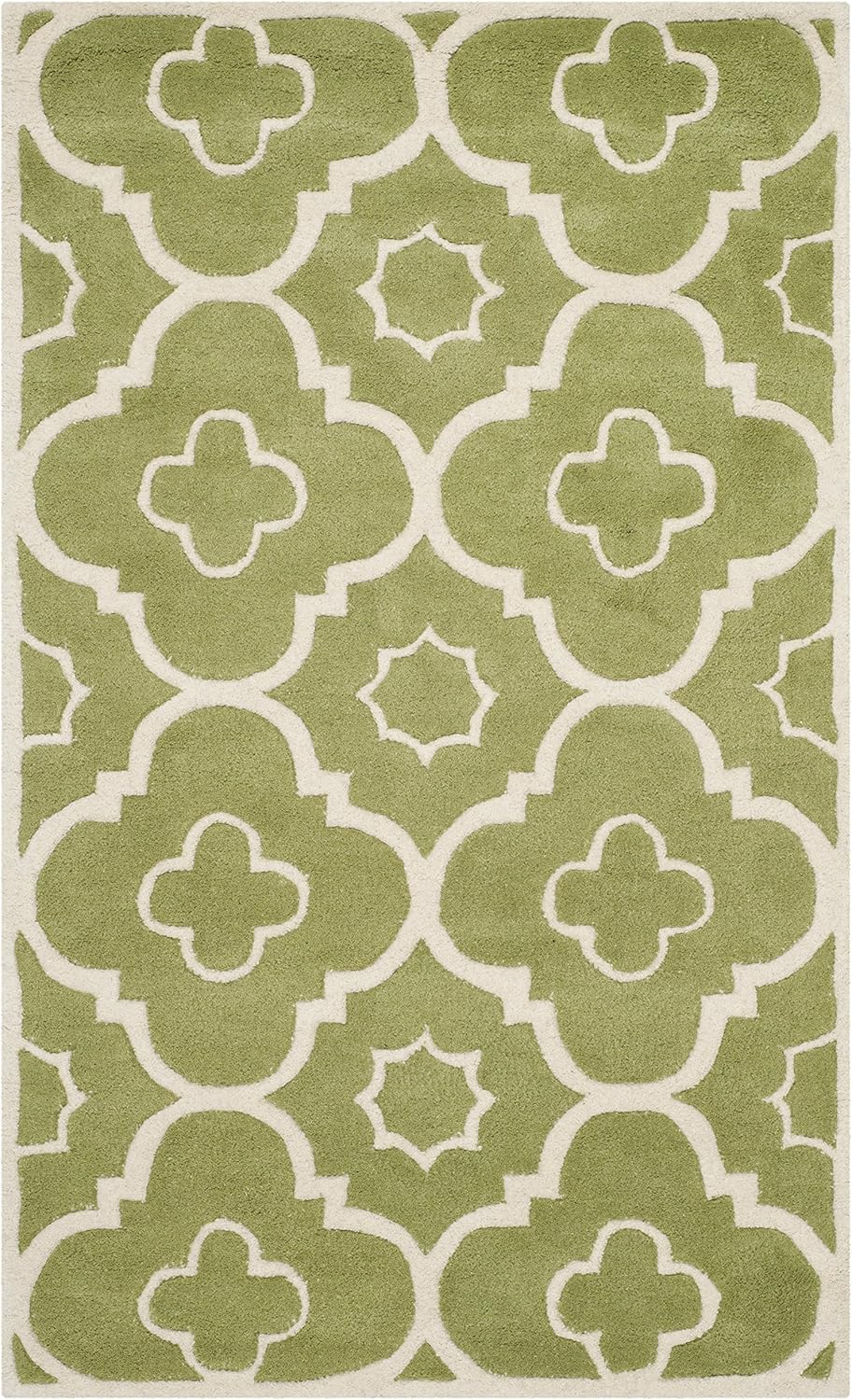 SAFAVIEH Chatham Diego Geometric Wool Area Rug, Green/Ivory, 3' x 5'
