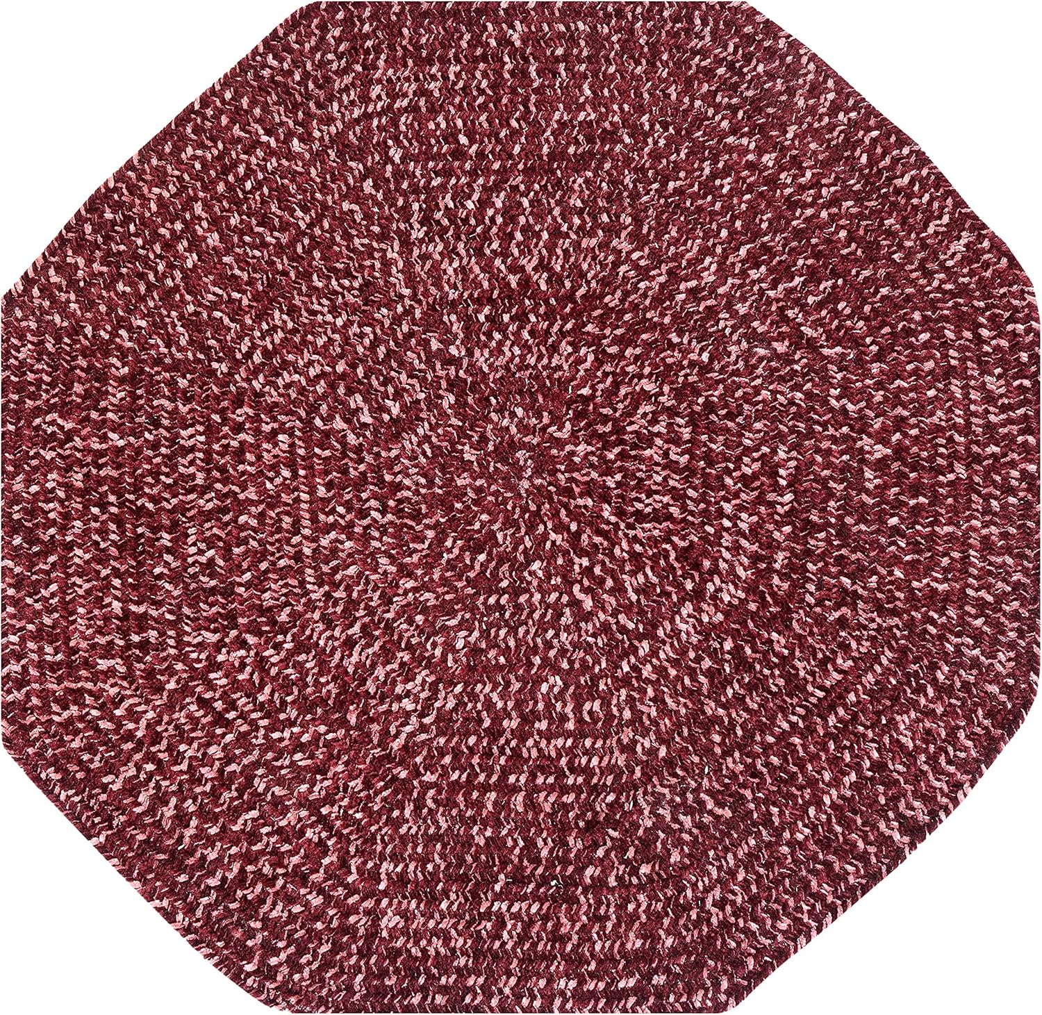 Better Trends Chenille Tweed Polyester 72" Octagonal Rug, Indoor Use, for Adult - Burgundy/Mauve