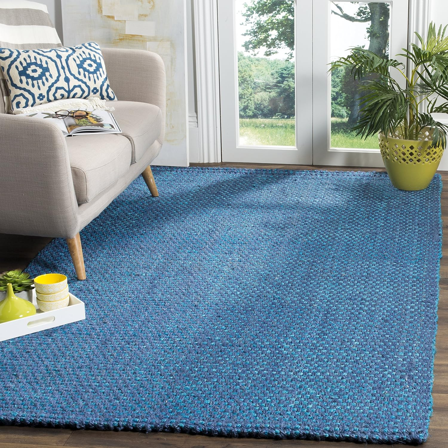 SAFAVIEH Natural Fiber Geraldine Geometric Area Rug, Blue, 3' x 5'