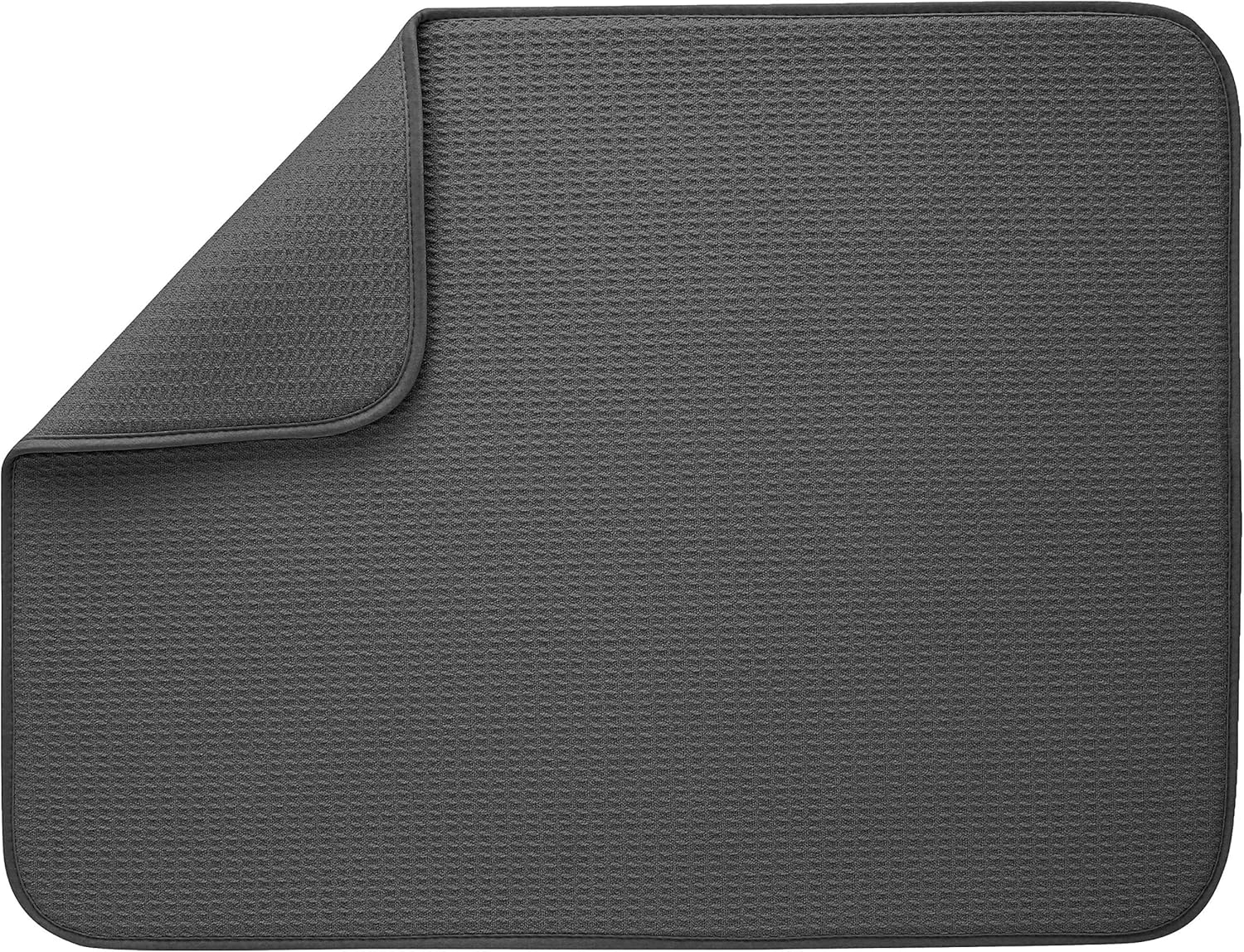 S&T INC. Dish Drying Mat XL, 18” x 24”, Absorbent Microfiber Kitchen Counter Mat, Dish Drying Pad for Dishes, Utensils, Pots and Pans, Extra Large, Charcoal
