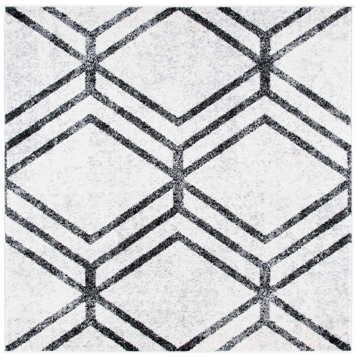 SAFAVIEH Adirondack Bailey Geometric Area Rug, Ivory/Charcoal, 10' x 10' Square
