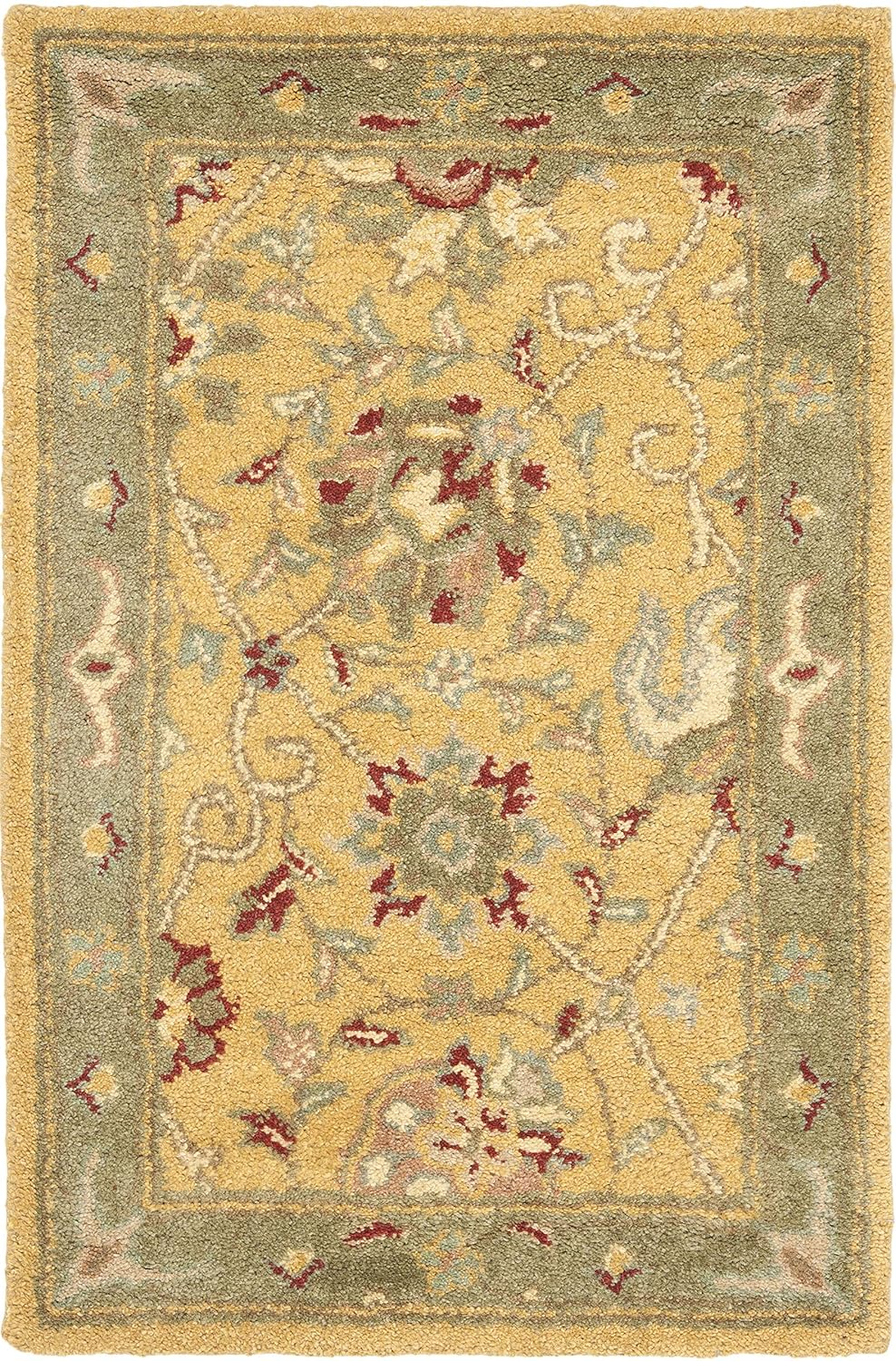 SAFAVIEH Antiquity Lilibeth Traditional Floral Wool Area Rug, Gold, 2'3" x 4'