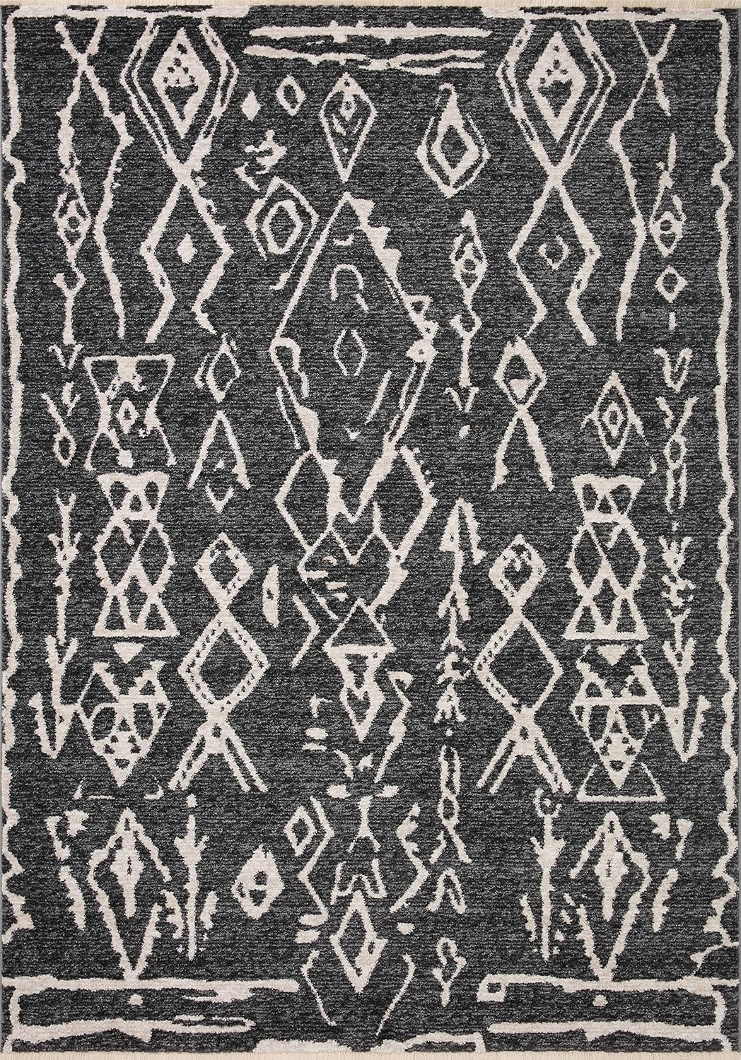 Loloi II Vance Collection VAN-07 Charcoal/Cream 5'-3" x 7'-9" Area Rug