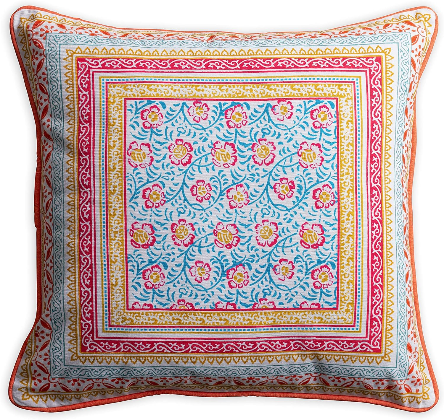 Maison d' Hermine Decorative Pillow Covers 18 x 18 Inch Square 100% Cotton Throw Pillow Covers with Invisible Zipper Cushion Case for Living Room Couch, Chair, Sofas, Bedroom, Home (Katmandou - Doda)