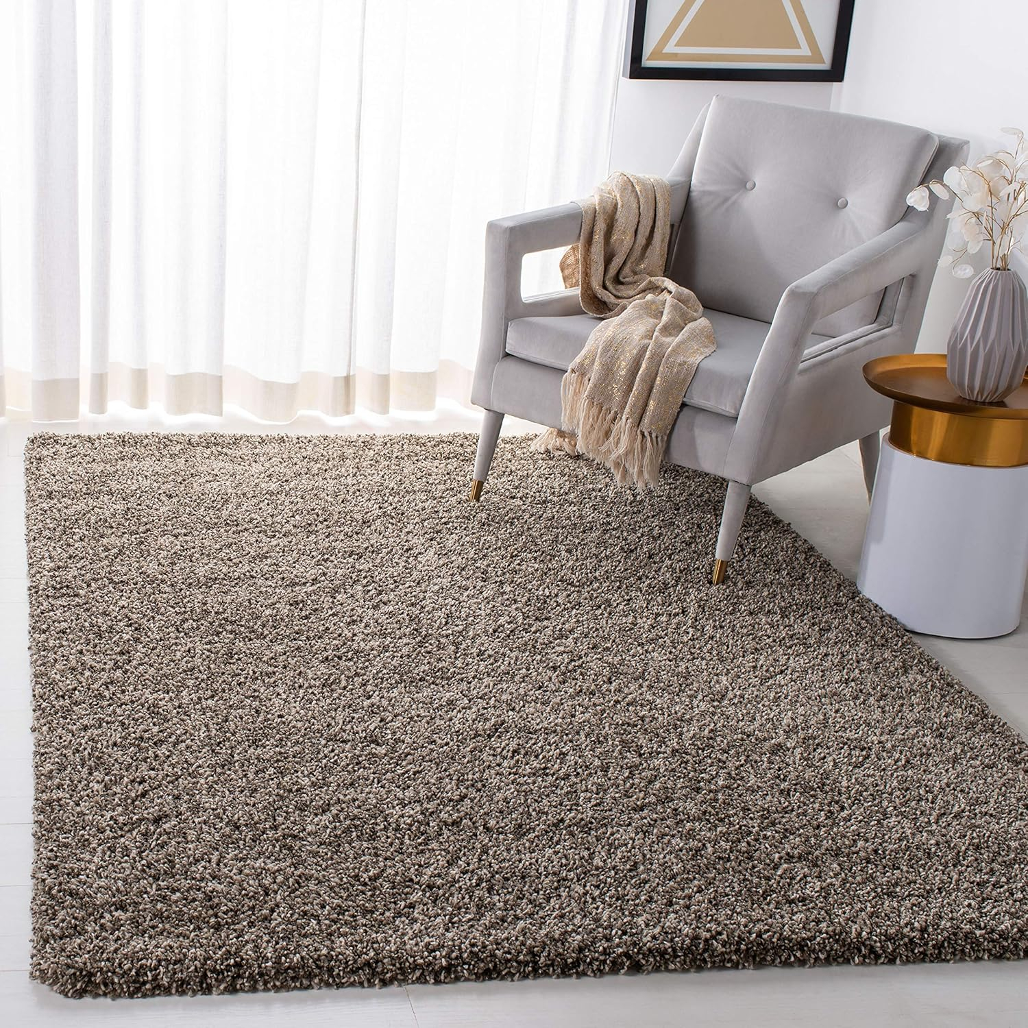 SAFAVIEH Evolution Rothesay Solid Shag Area Rug, Brown, 4' x 6'