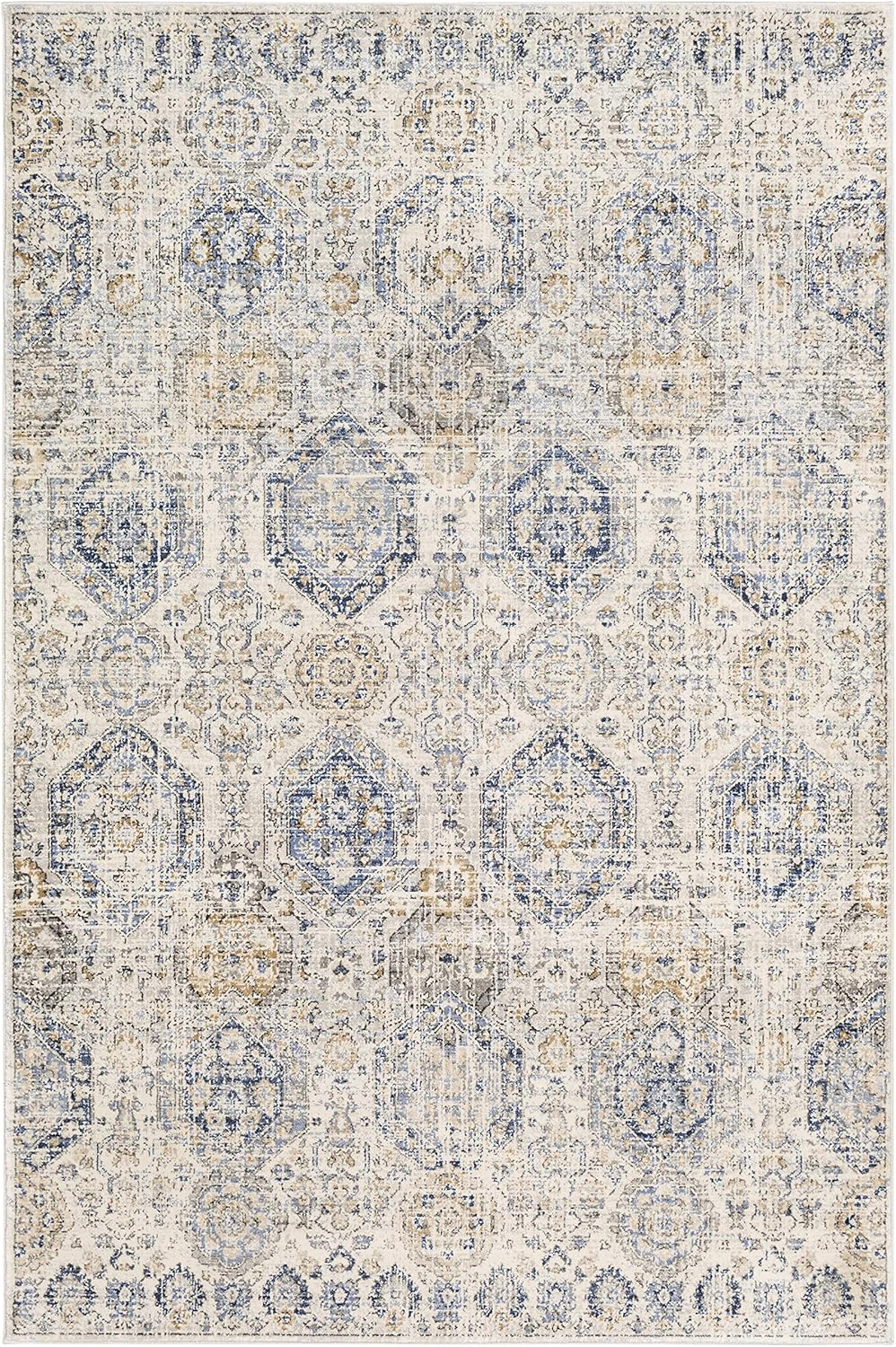 Arlene Blue and Beige Synthetic 5' x 7' Area Rug