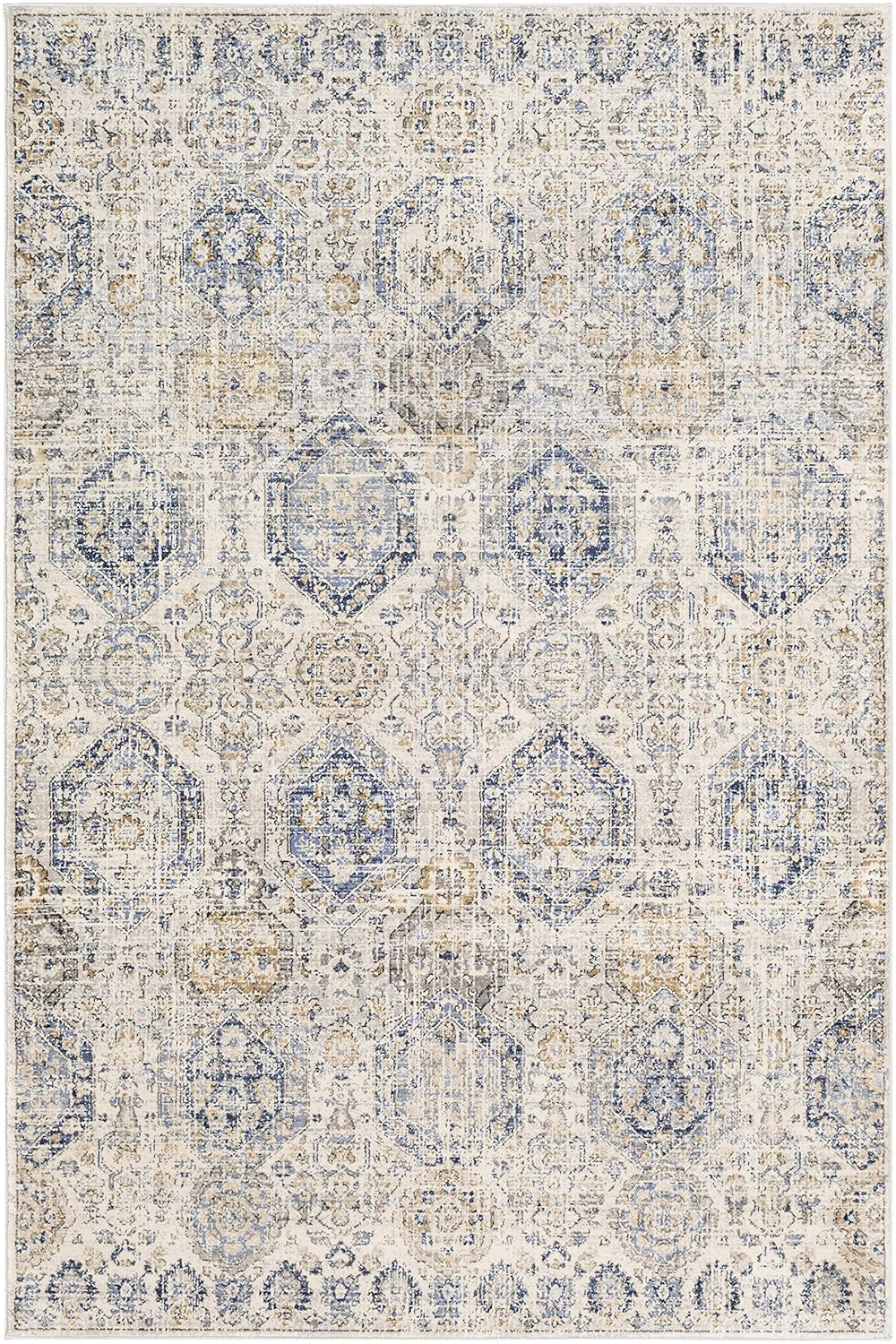 Arlene Blue and Beige Synthetic 5' x 7' Area Rug