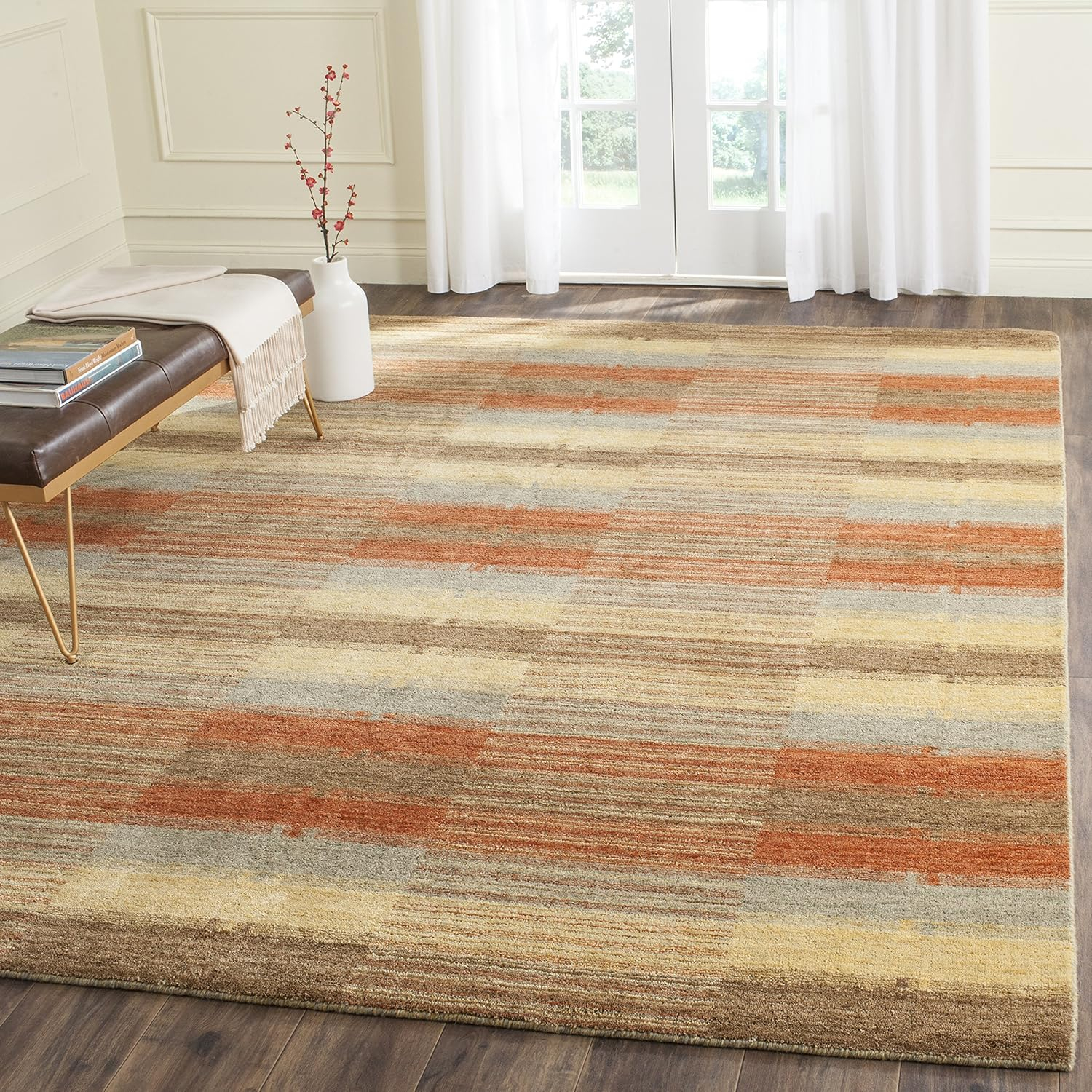 Safavieh  Handmade Himalaya Kaylee Modern Wool Rug 8' x 10' 8' x 10' Indoor,Handmade Living Room,Bedroom,Dining Room Rectangle