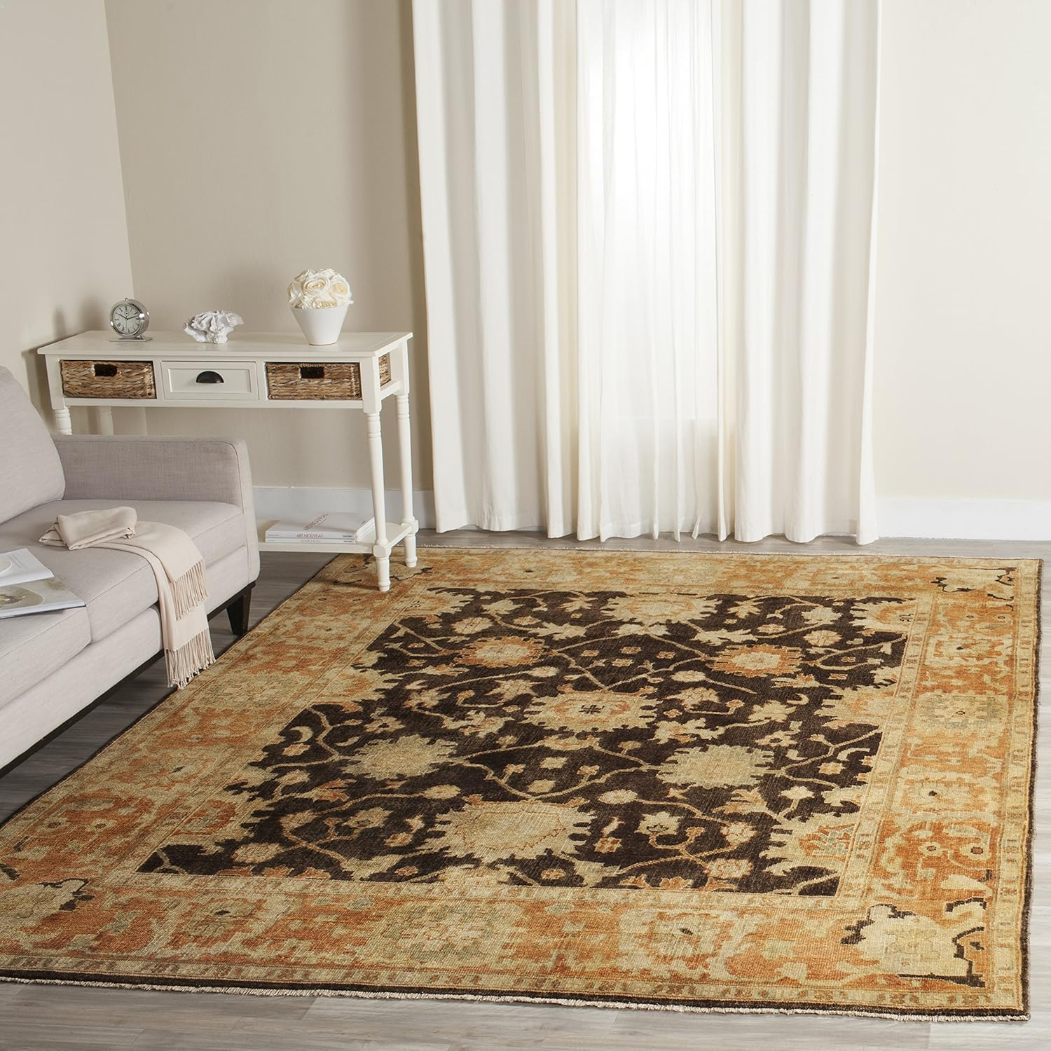 Traditional Rug - Oushak Wool Pile -Green/Beige-Color:Green/Beige,Design:Traditional,Shape:Large Rectangle,Size:12'L x 9'W
