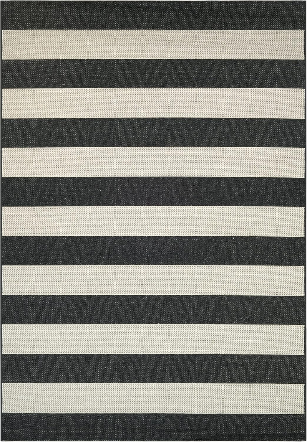 Couristan Afuera Yacht Club Rug, 9-Feet 2-Inch by 12-Feet 9-Inch, Onyx/Ivory