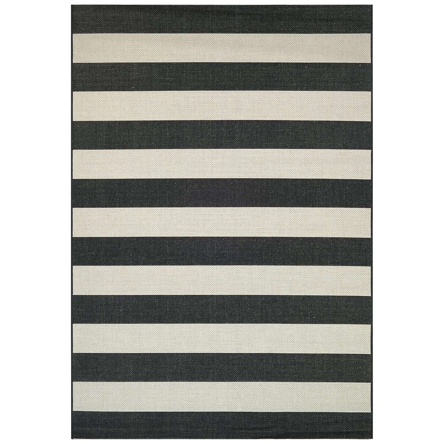 Couristan Afuera Yacht Club Rug, 9-Feet 2-Inch by 12-Feet 9-Inch, Onyx/Ivory