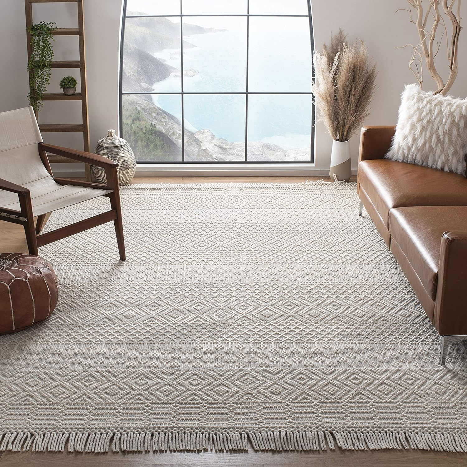 SAFAVIEH Natura Cordelia Southwestern Wool Area Rug, Ivory, 10' x 14'