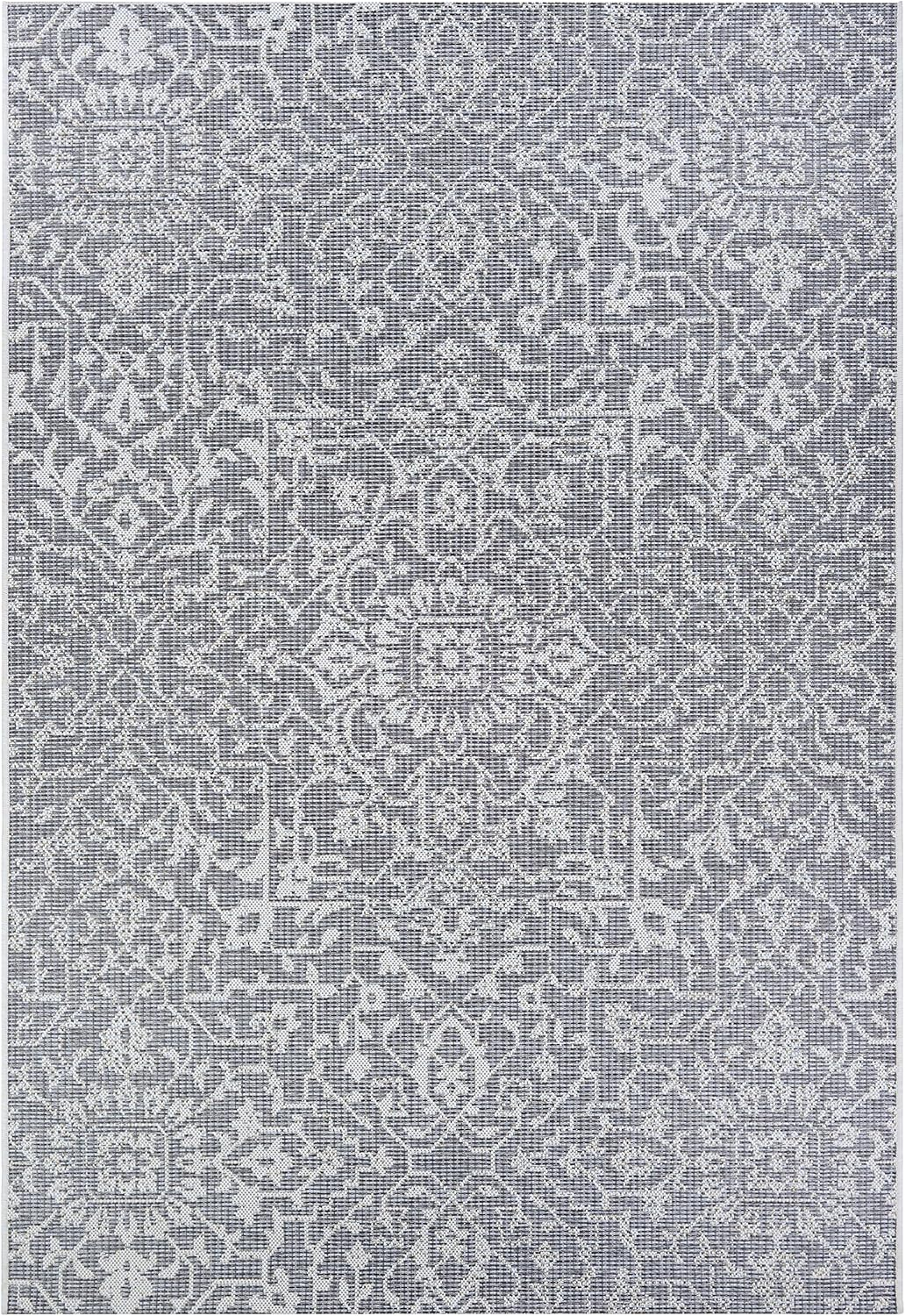 Couristan Monte Carlo Palmette Indoor/Outdoor Area Rug, 3'9" x 5'5", Grey-Ivory