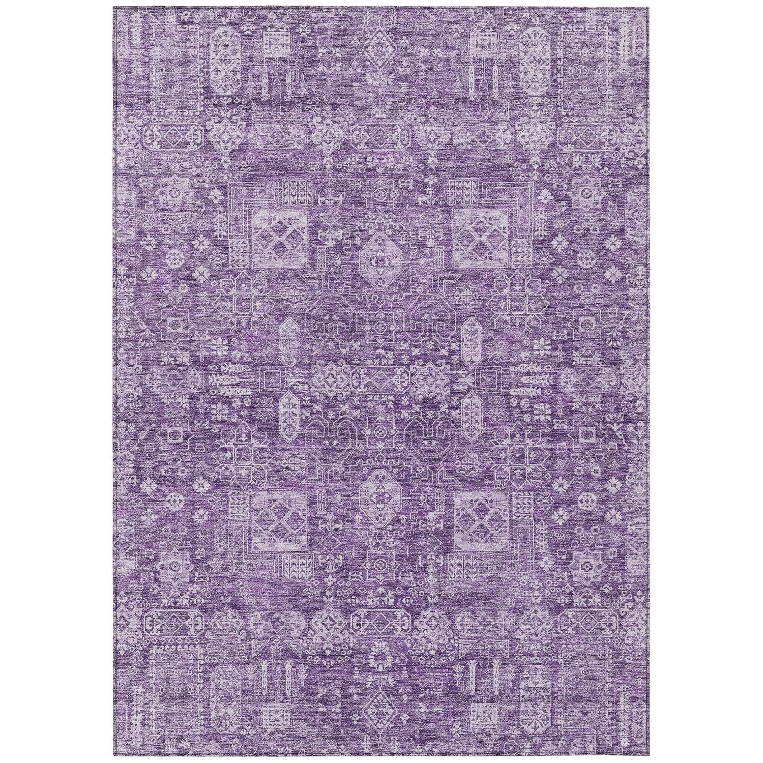 Purple Rectangular Machine Washable Synthetic Area Rug