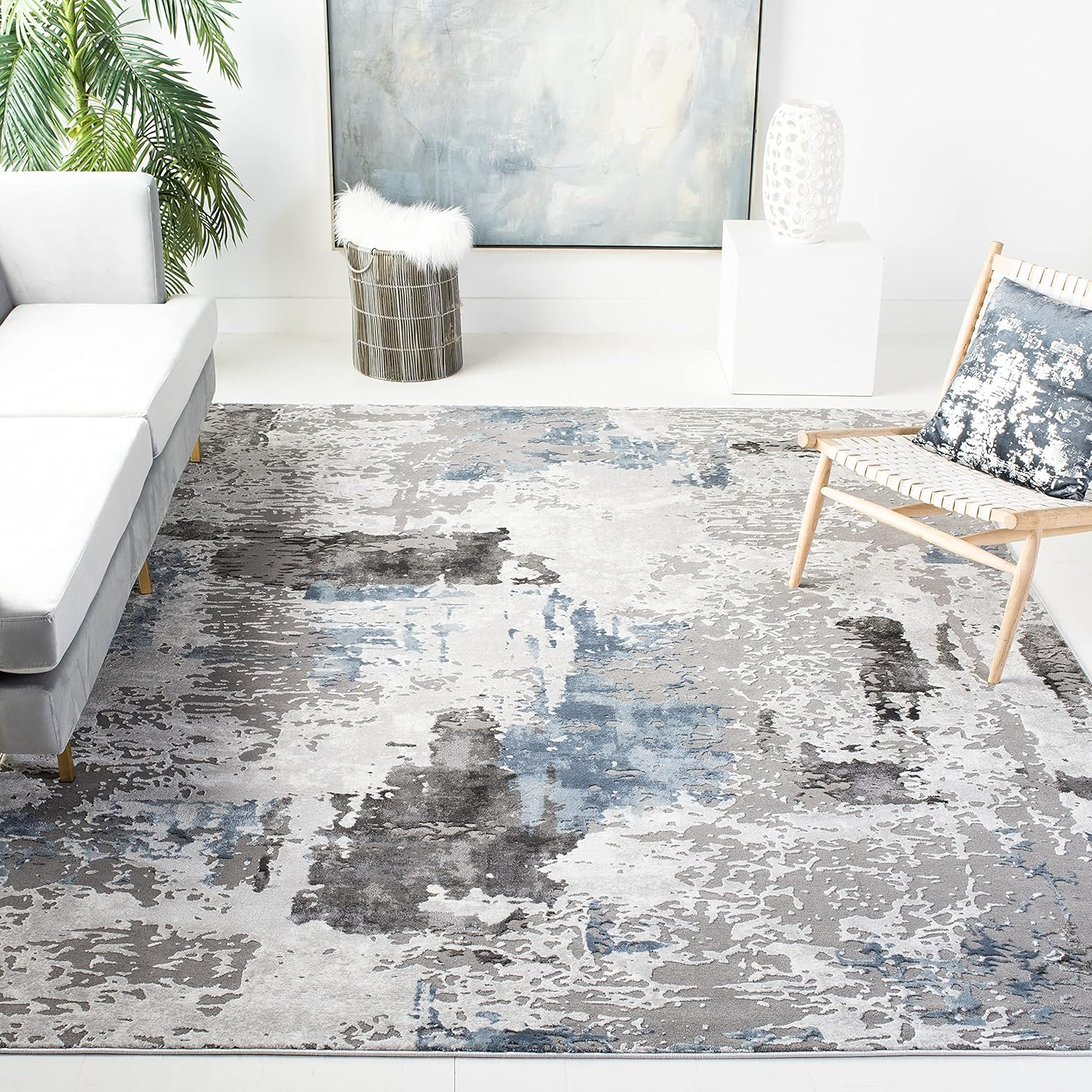 SAFAVIEH Craft Constantine Abstract Area Rug, Grey/Blue, 12' x 15'