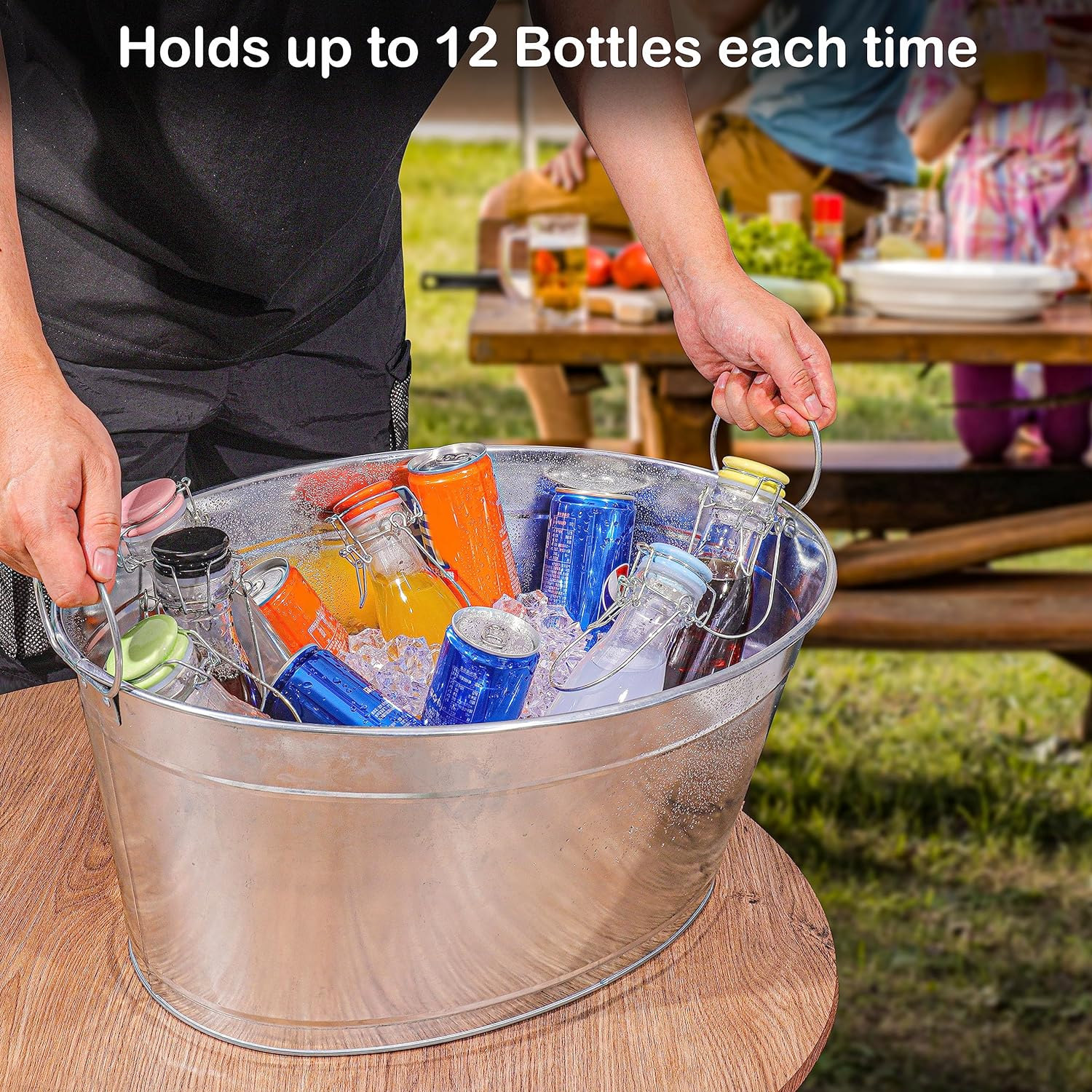 Large 6-Gallon Galvanized Tin Beverage Tub, 20x14x10 inches (Pack of 2)