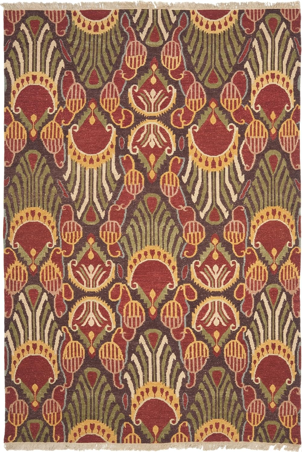 SAFAVIEH Sumak Lucius Transitional Wool Area Rug, Red/Green, 9' x 12'