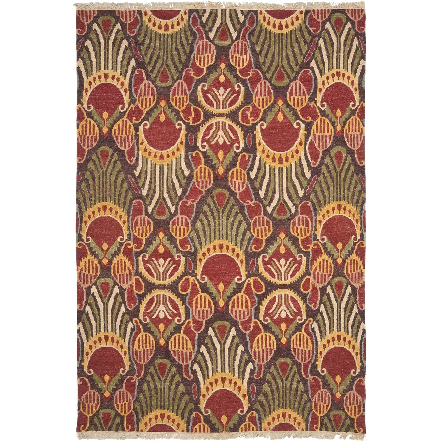 SAFAVIEH Sumak Lucius Transitional Wool Area Rug, Red/Green, 9' x 12'