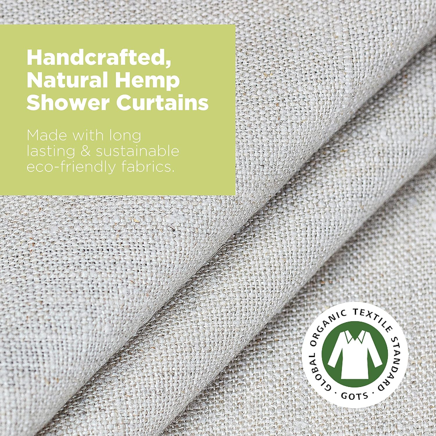 Natural Hemp 36x74" Stall Shower Curtain - Natural fabric Leakproof curtain for luxury bathroom decor - White