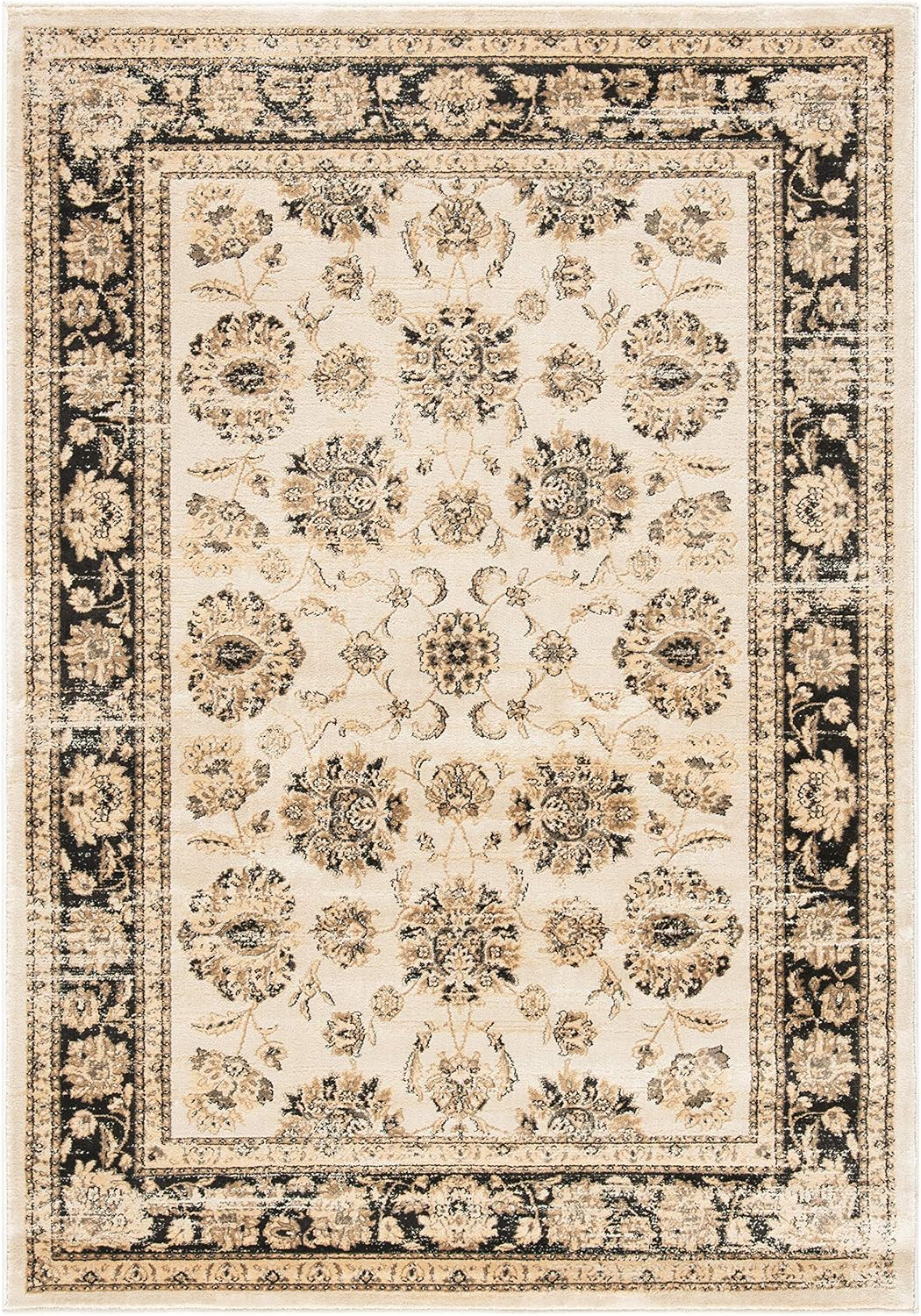 SAFAVIEH Vintage Jessamine Traditional Area Rug, Ivory/Black, 4' x 5'7"