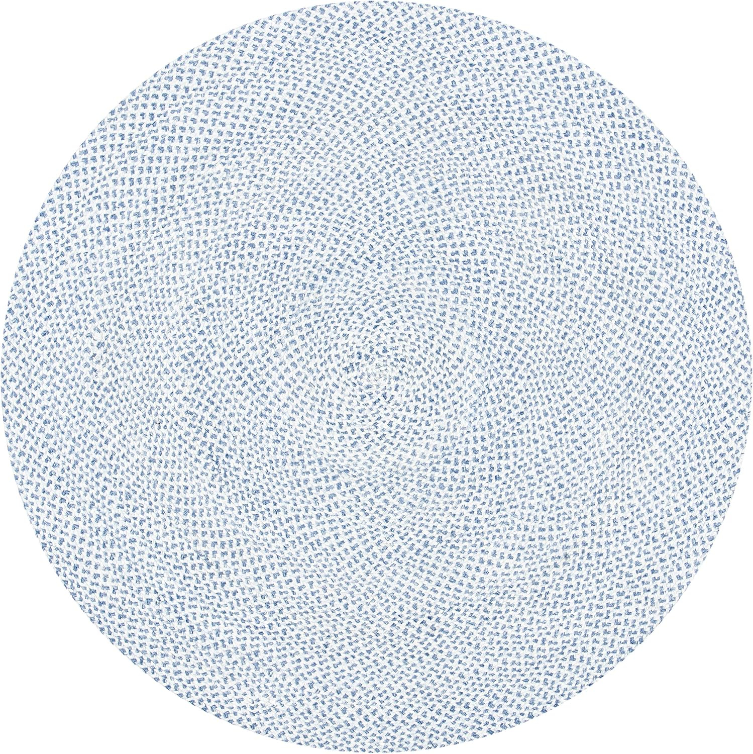 SAFAVIEH Braided Geraldine Confetti Solid Area Rug, Blue/Ivory, 5' x 5' Round