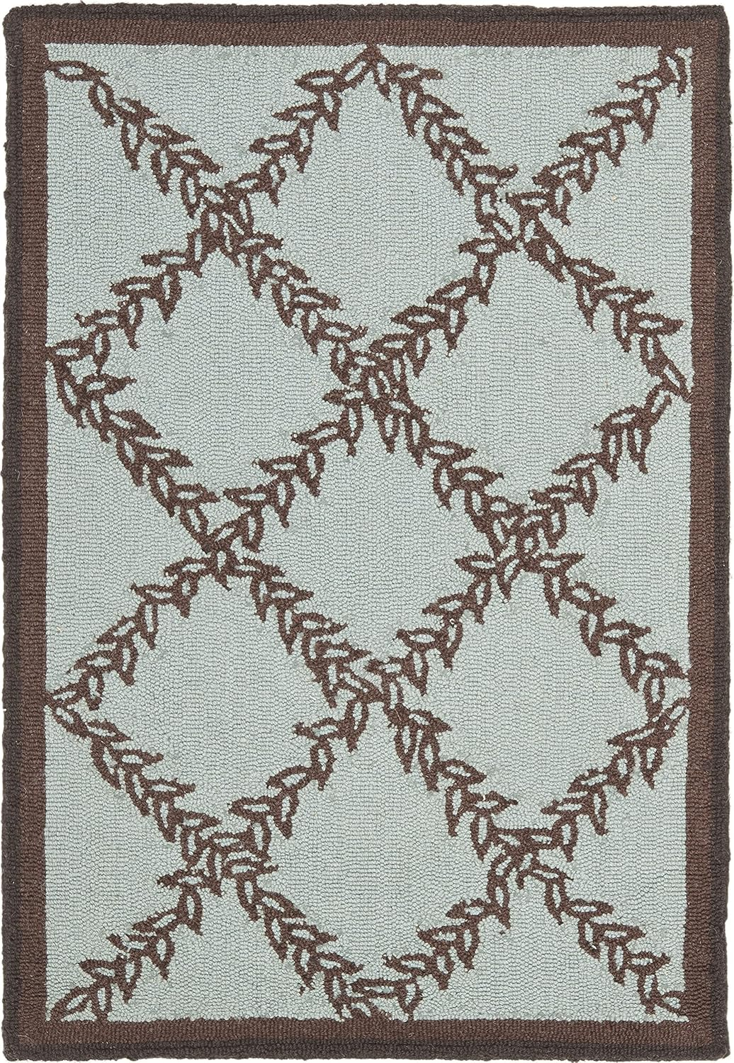 SAFAVIEH Chelsea Collection Accent Rug - 1'8" x 2'6", Blue & Brown, Hand-Hooked French Country Wool, Ideal for High Traffic Areas in Entryway, Living Room, Bedroom (HK230J)