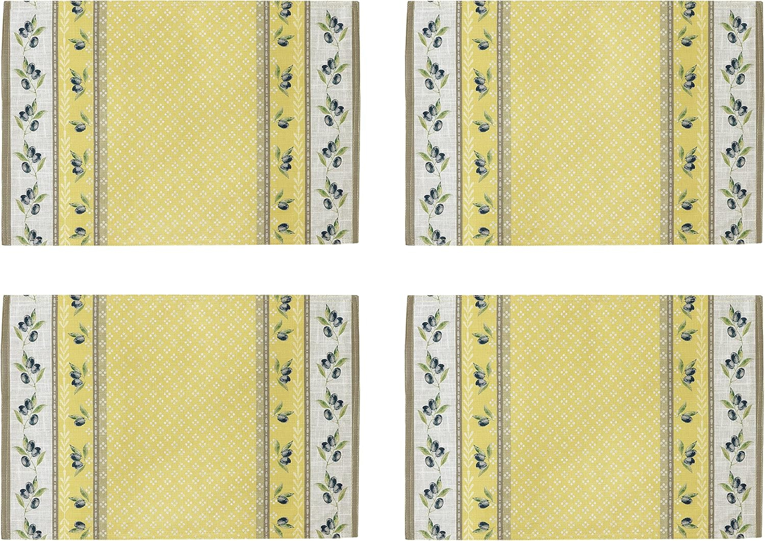 Home Bargains Plus Rectangle Fabric Tablecloth, 60 x 120 inch, Olivier Yellow and Grey Country Olive