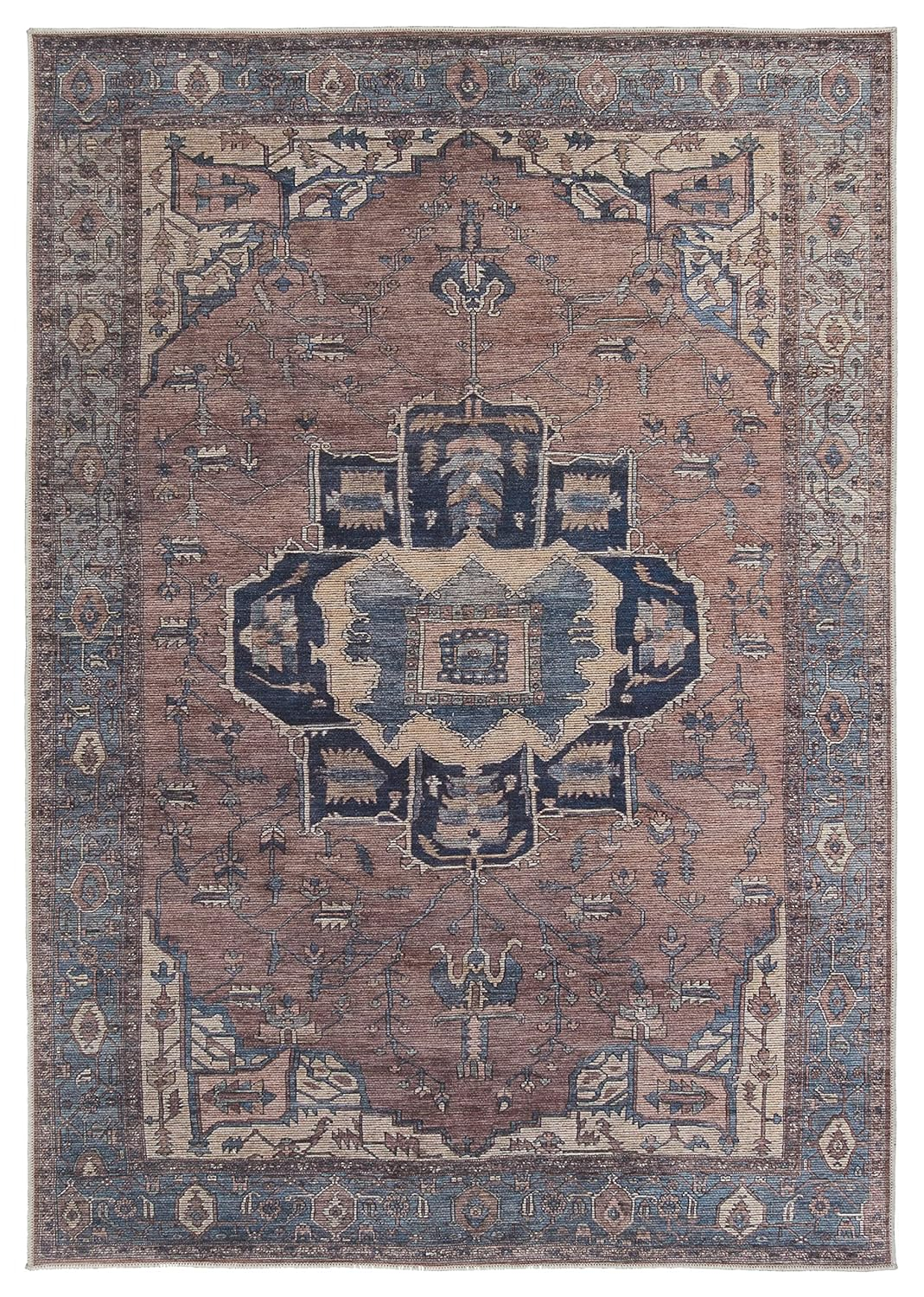 Jaipur Living Soft 3x8 Runner Rug, Boho, Blue/Dark Brown