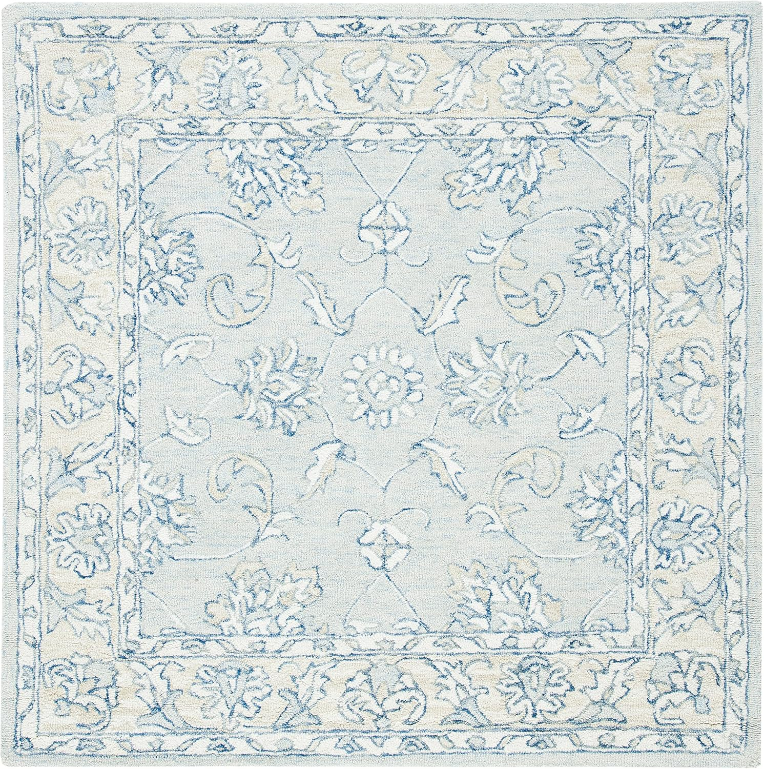 SAFAVIEH Micro-Loop Calista Oriental Area Rug, Blue/Beige, 7' x 7' Square