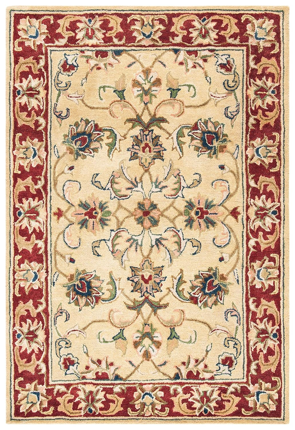 SAFAVIEH Classic Nicholas Floral Bordered Wool Area Rug, Gold/Red, 2'3" x 4'