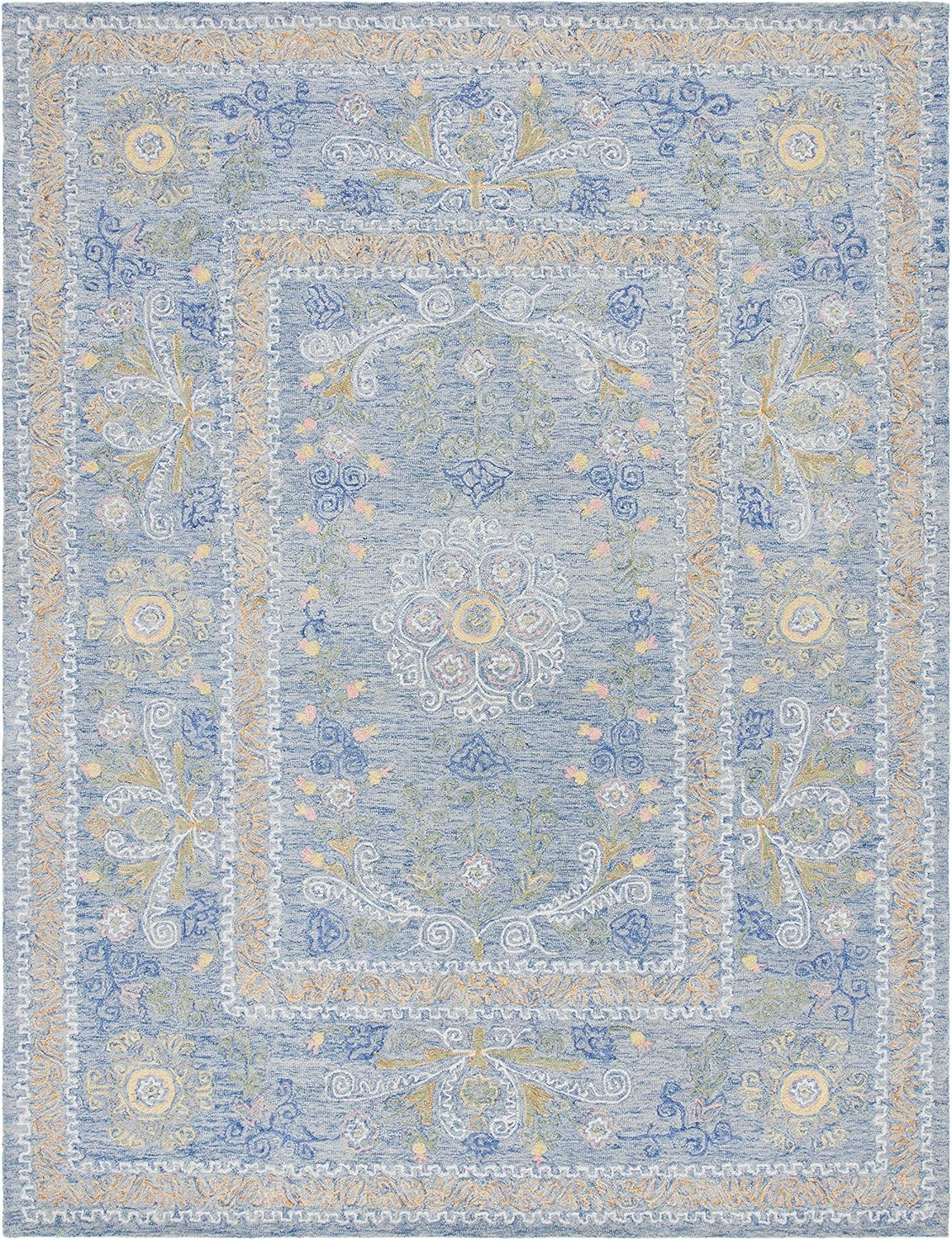 Handmade Blue Wool 9' x 12' Tufted Area Rug