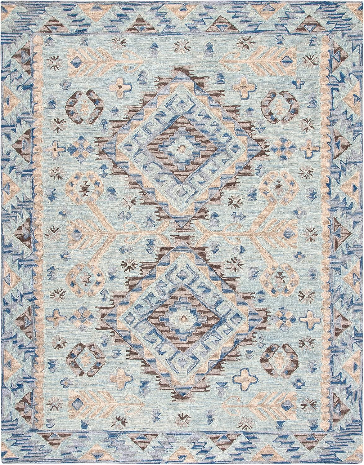 SAFAVIEH Aspen Briella Floral Wool Area Rug, Blue/Beige, 10' x 14'