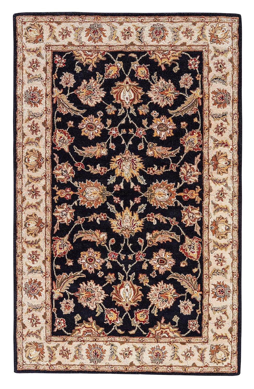 Selene Black and Beige Hand-Tufted Wool Rug 2'6" x 4'
