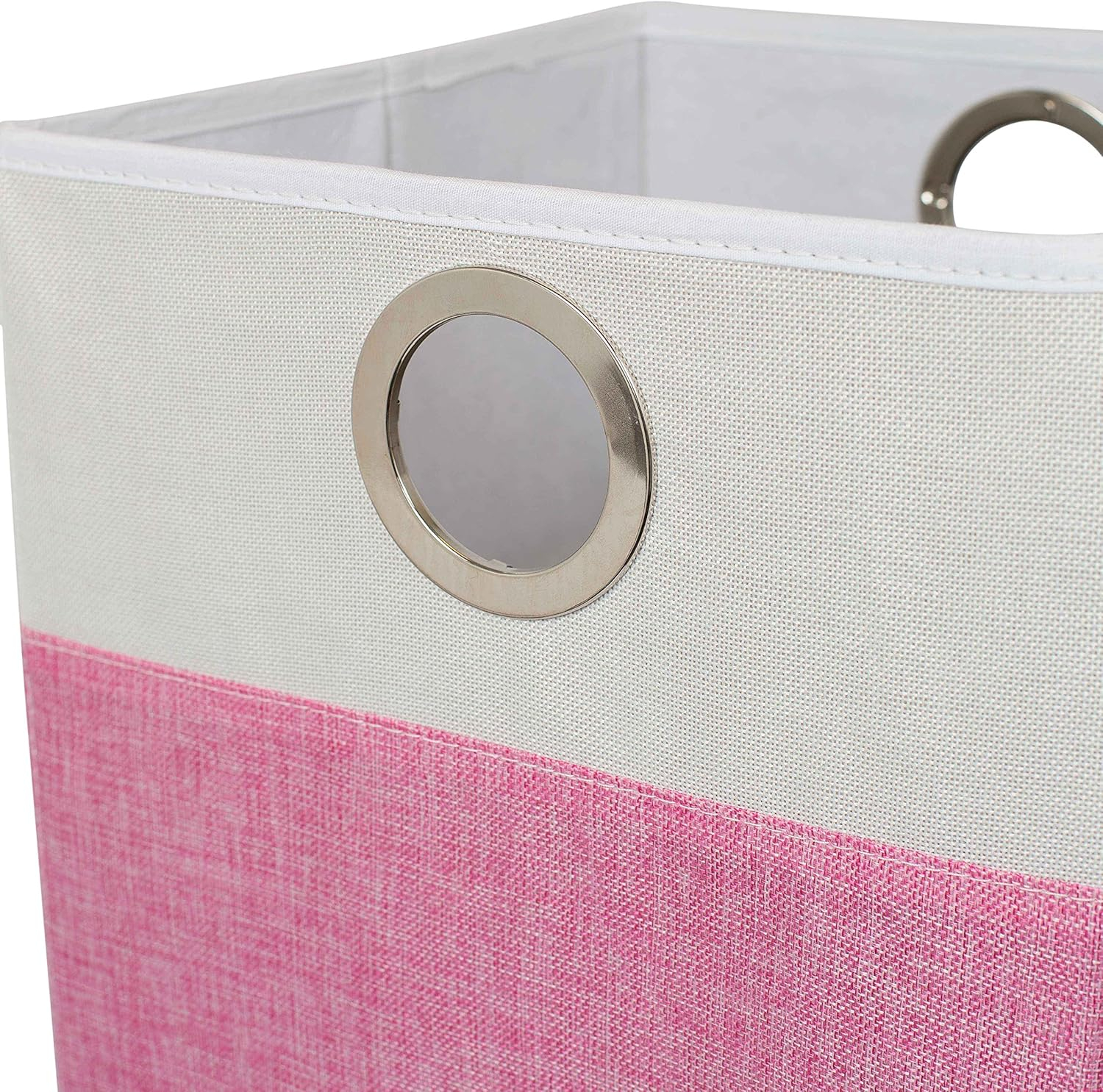 BIRDROCK HOME Folding Cloth Laundry Hamper with Handles | Dirty Clothes Sorter | Easy Storage | Collapsible | Pink and White