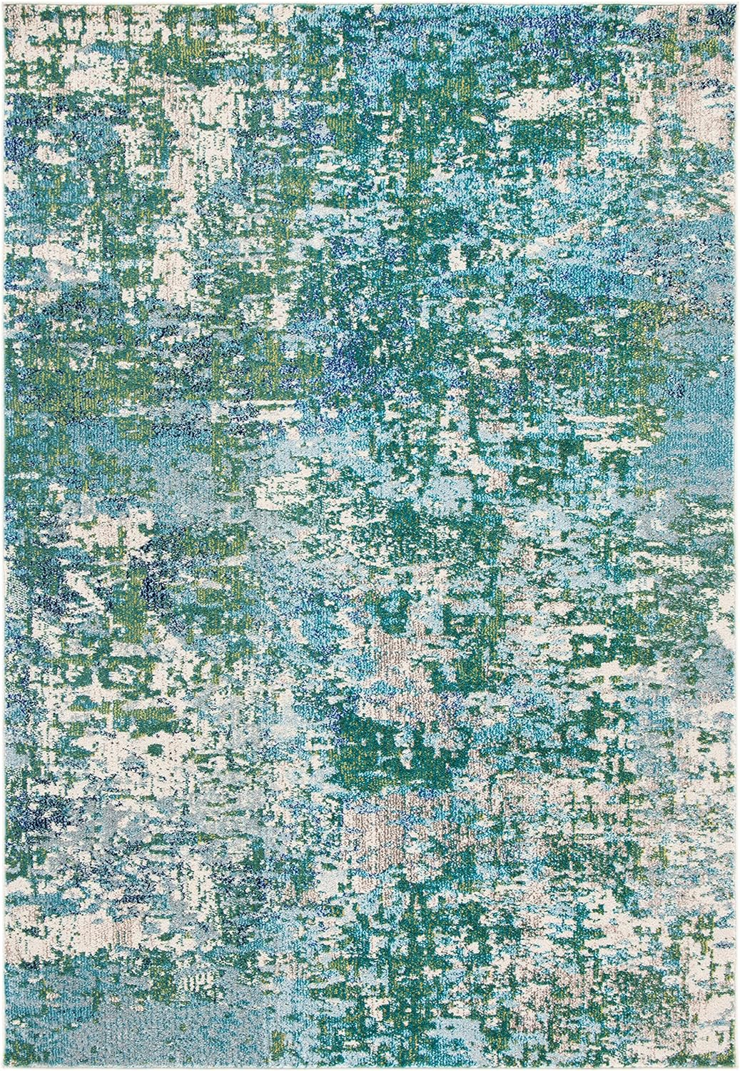 SAFAVIEH Madison Flowers Vintage Abstract Area Rug, Green/Turquoise, 9' x 12'