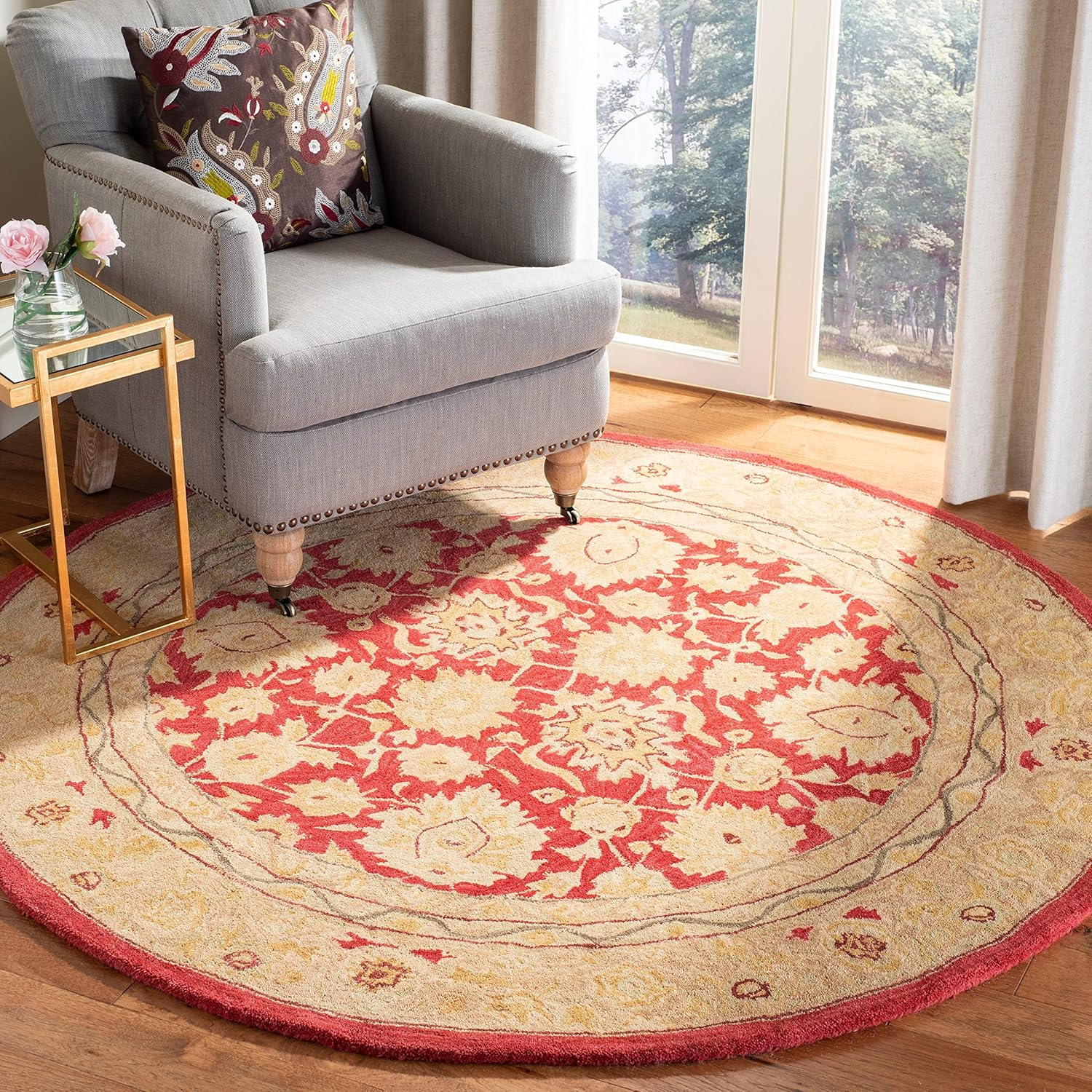 SAFAVIEH Anatolia Tracy Traditional Wool Area Rug, Red/Ivory, 9'6" x 13'6"
