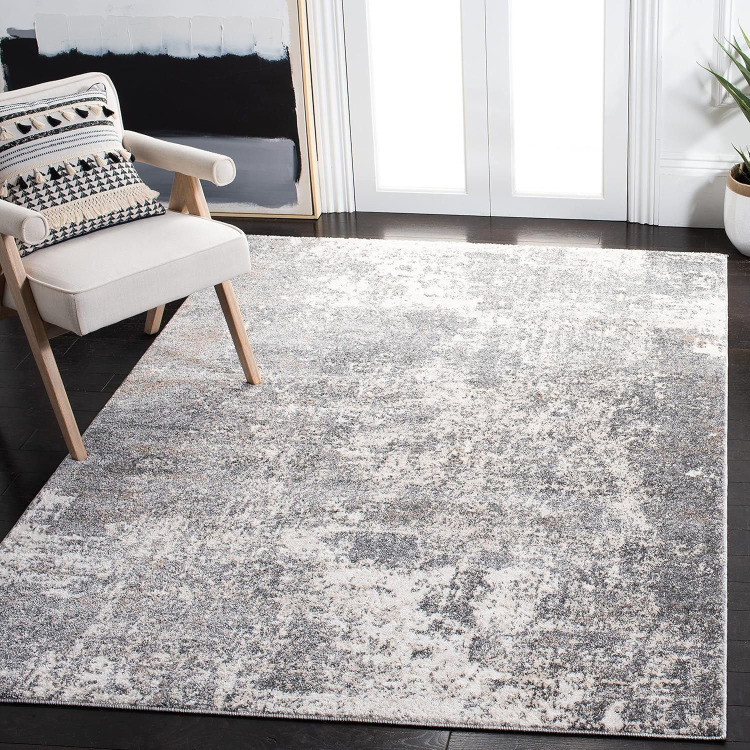 SAFAVIEH Aston Mackenzie Abstract Area Rug, Grey/Ivory, 5'3" x 7'7"